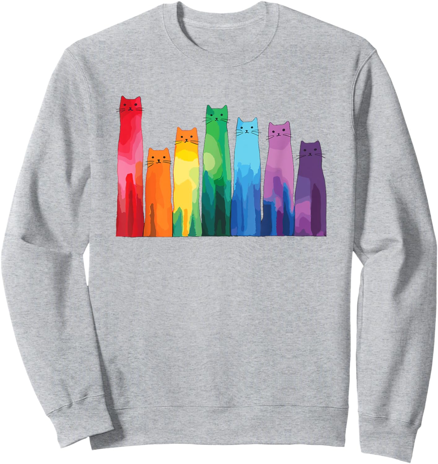 Cats Vibrant Colorful Art Rainbow Cat Lovers Sweatshirt - Sweatshirt | Ash