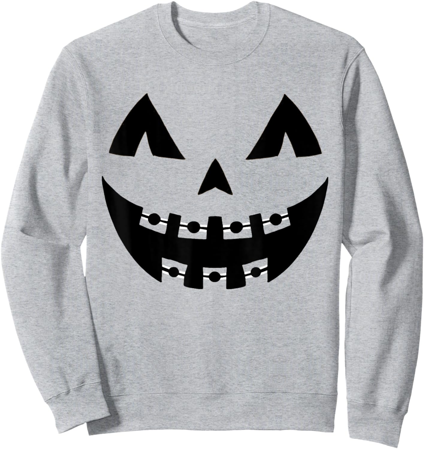 Halloween Jack O Lantern Face Pumpkin Braces Orthodontics Sweatshirt - Sweatshirt | Ash