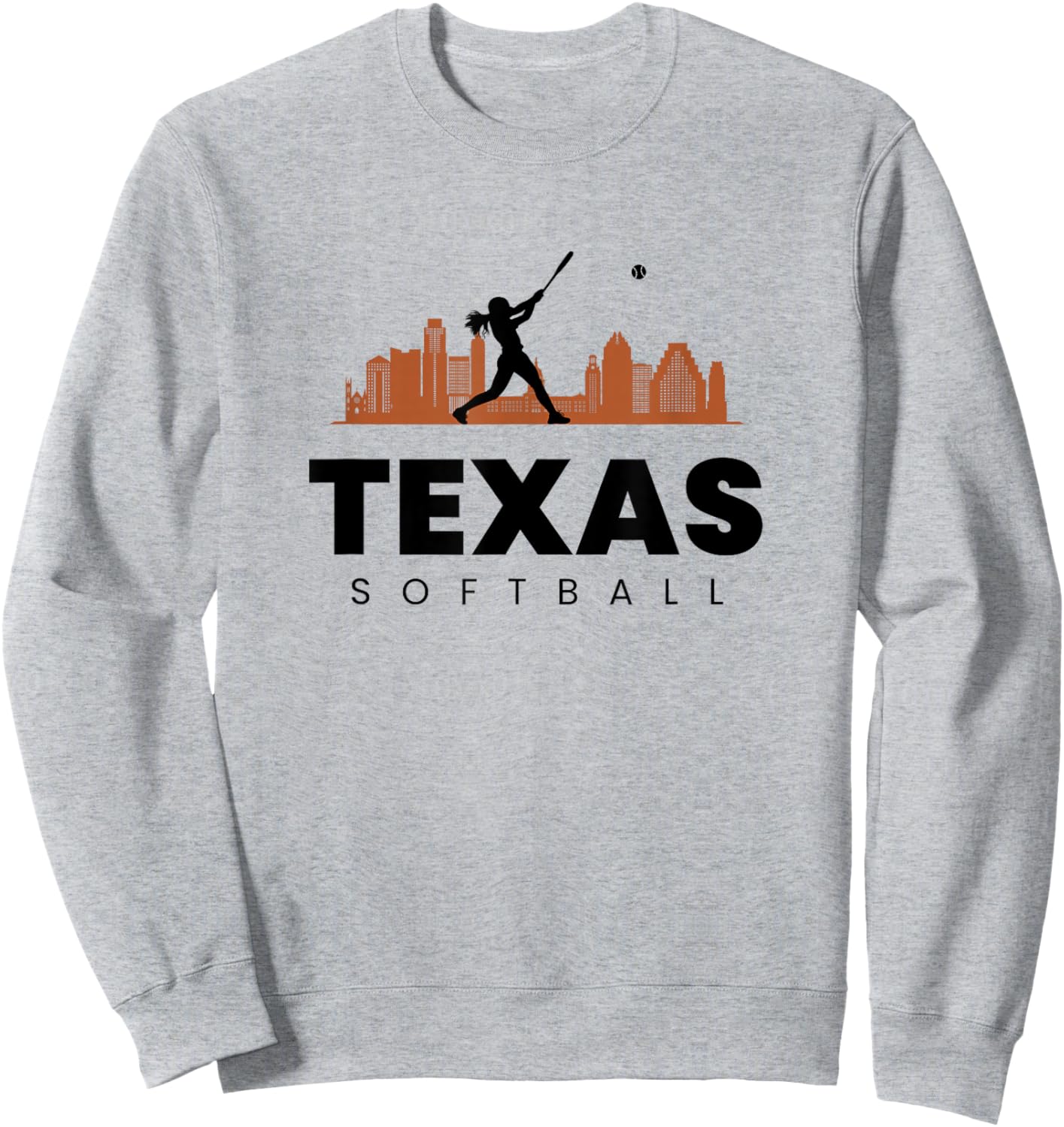 Texas Softball Vintage Minimalist City Retro Softball Lover Sweatshirt - Sweatshirt | Ash