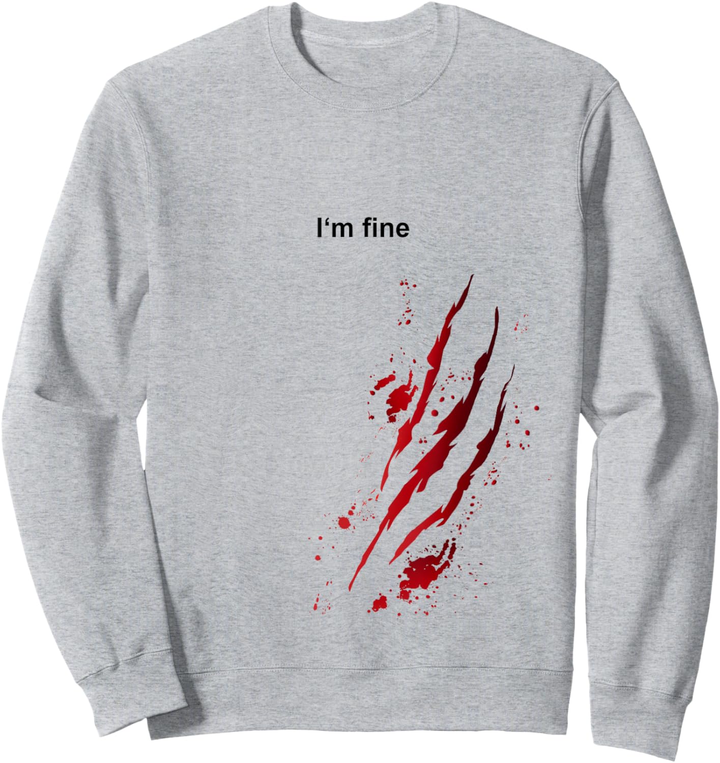 I'm Fine Bloody Halloween Zombie Scratcher Funny Horror Sweatshirt - Sweatshirt | Ash