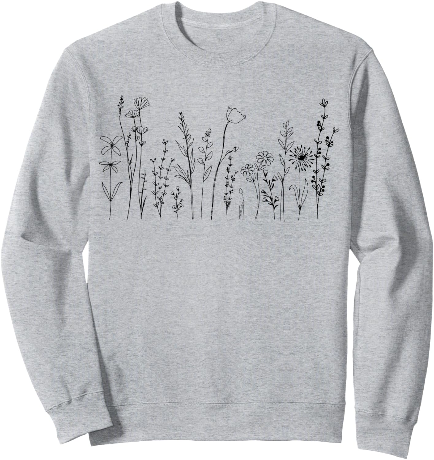 Vintage Flower Graphic Wildflower Floral Gardening Sweatshirt - Sweatshirt | Ash