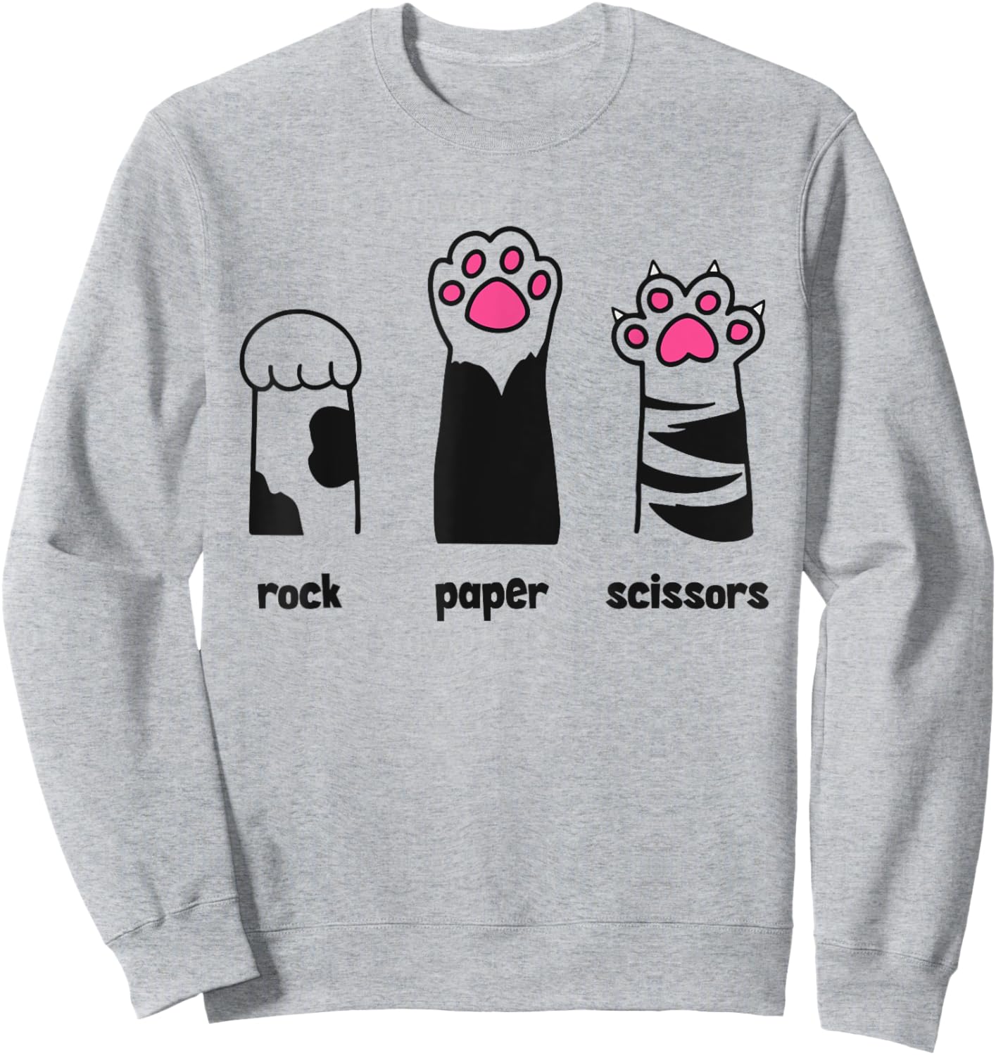Funny Cat Rock Paper Scissors Throat Punch I Win Sarcastic Women Sweatshirt - Sweatshirt | Ash