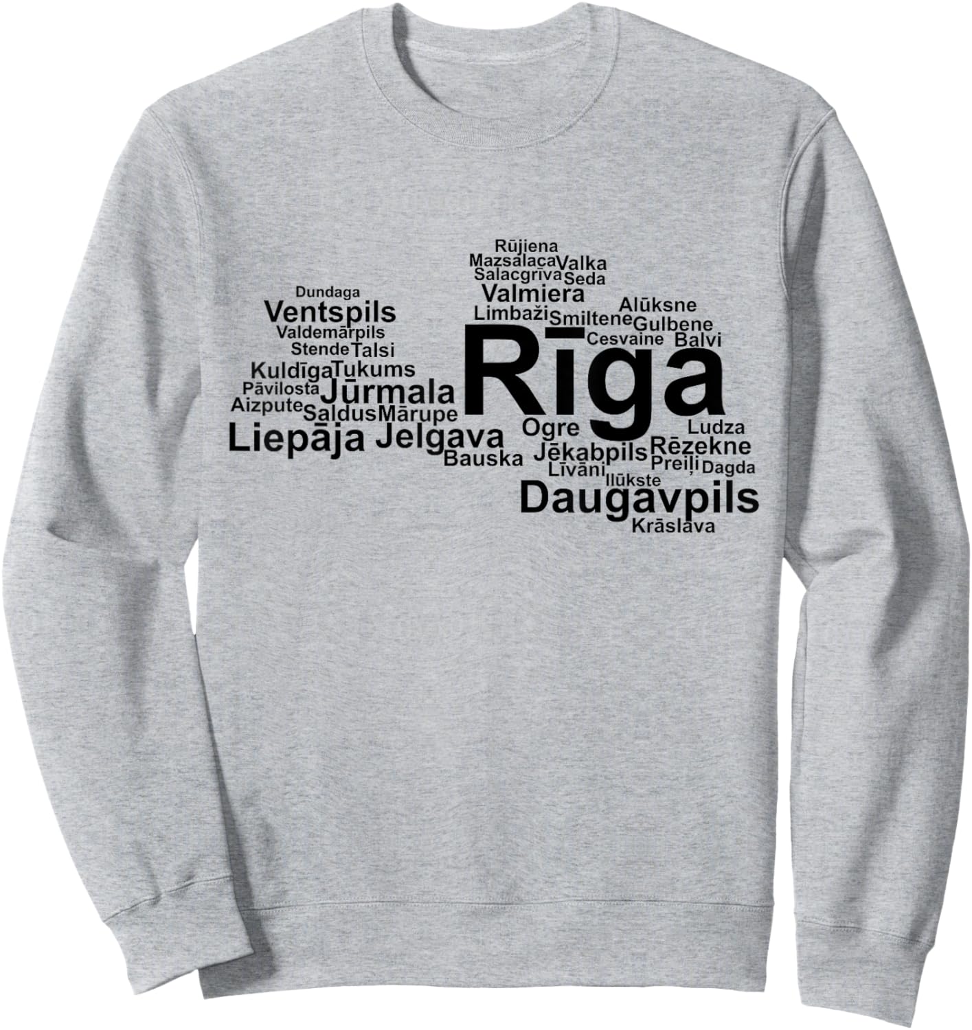 Latvian Towns, Latvia Pride, Latvia Outline, Latvia Sweatshirt - Sweatshirt | Ash