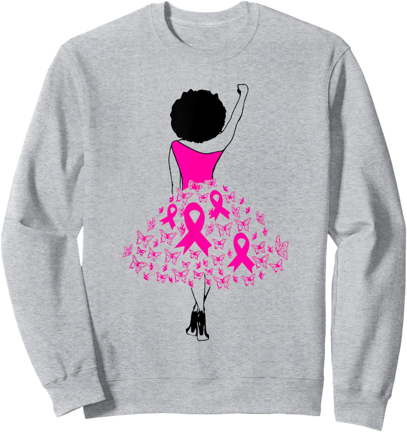 Fight Breast Cancer Warrior Pink Ribbon Women Sweatshirt - Sweatshirt | Ash