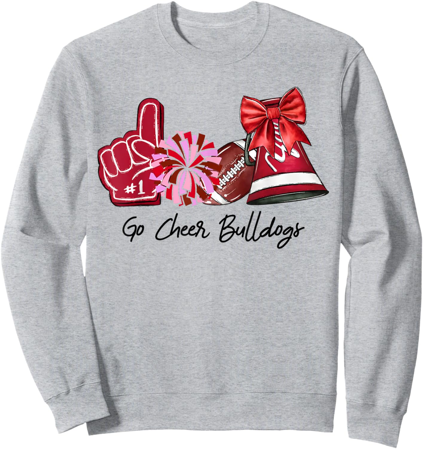 Go Cheer Bulldogs Sports Name Gifts Men Women Boy Girl Sweatshirt - Sweatshirt | Ash