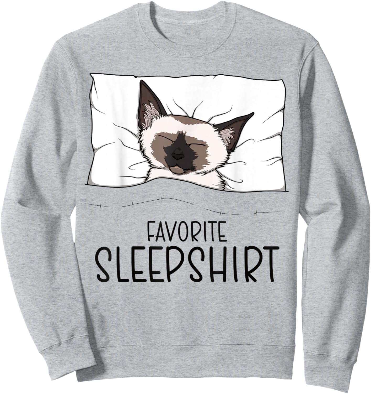 Favorite Sleepshirt Siamese Cat, Napping Meezer Sweatshirt - Sweatshirt | Ash