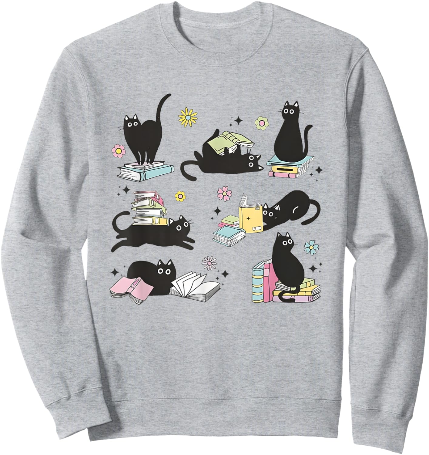 Cats Reading Books Shirt Cat Lover Kitten Reading Book Lover Men Women Girls Kids Sweatshirt - Sweatshirt | Ash