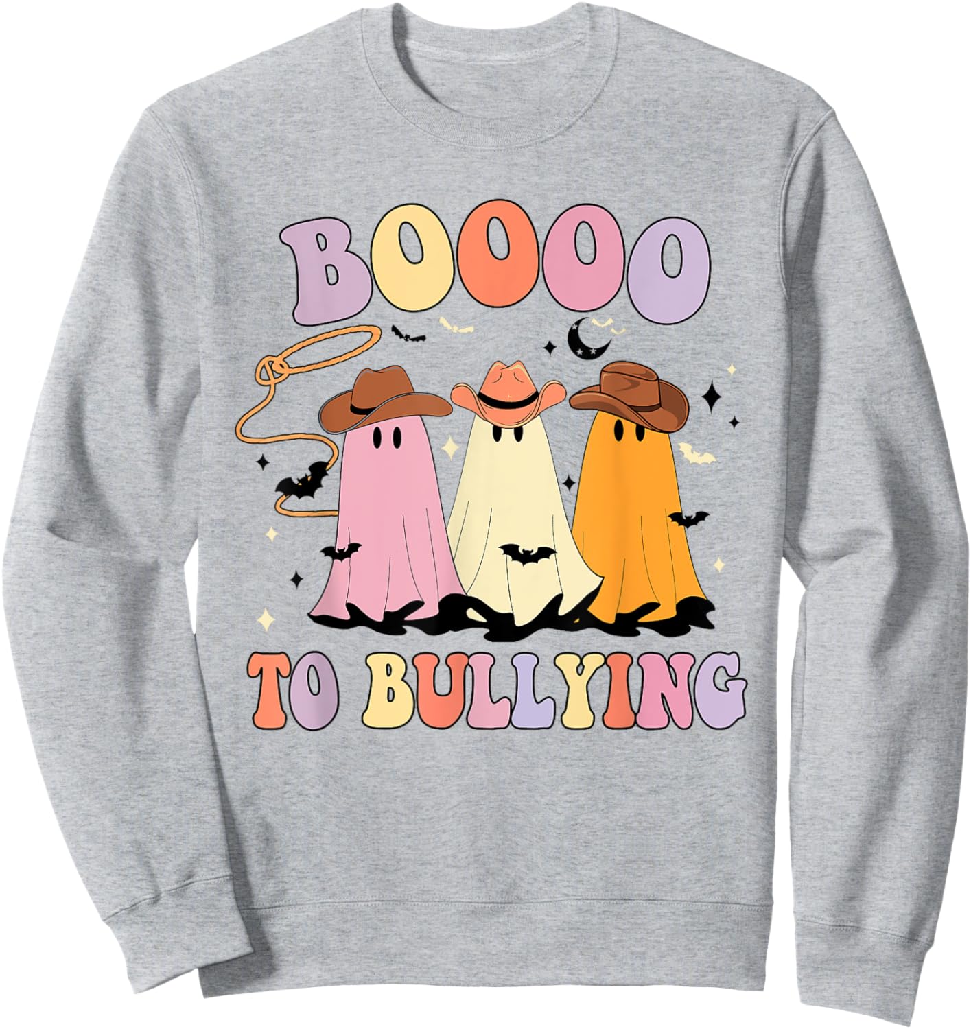 Boo To Bullying Cowboy Anti Bullying Ghost Unity Day Orange Sweatshirt - Sweatshirt | Ash