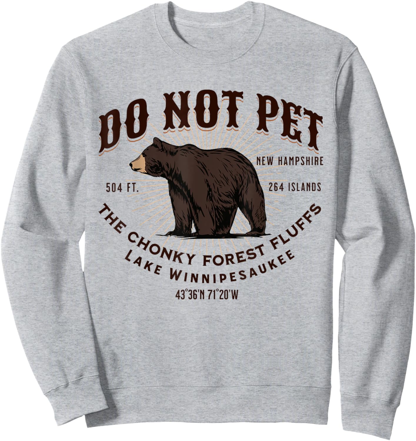 Lake Winnipesaukee New Hampshire Black Bear Funny Souvenir Sweatshirt - Sweatshirt | Ash