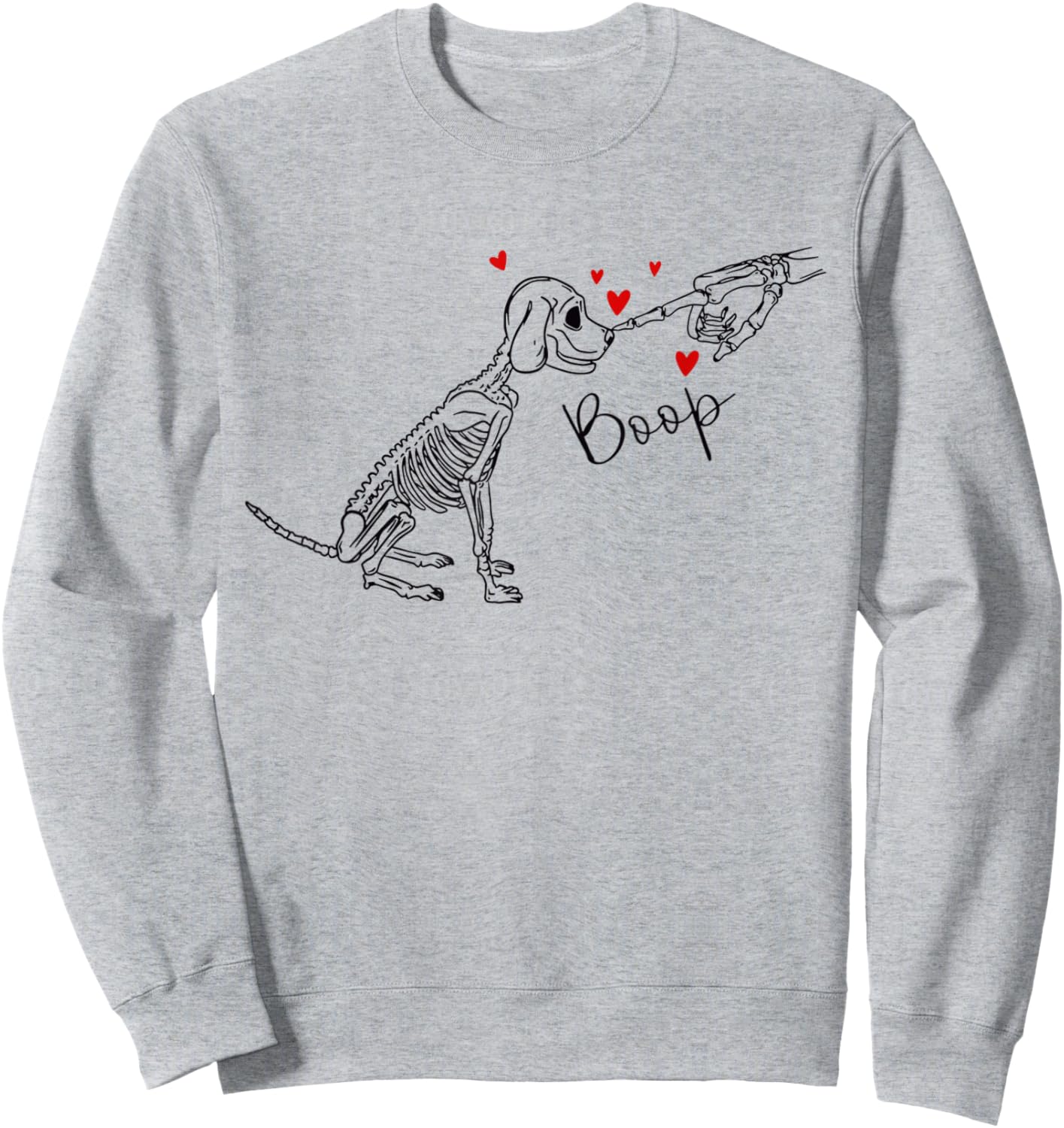 Dog Skeleton Boop Dog Funny Halloween Girl Men Women Sweatshirt - Sweatshirt | Ash