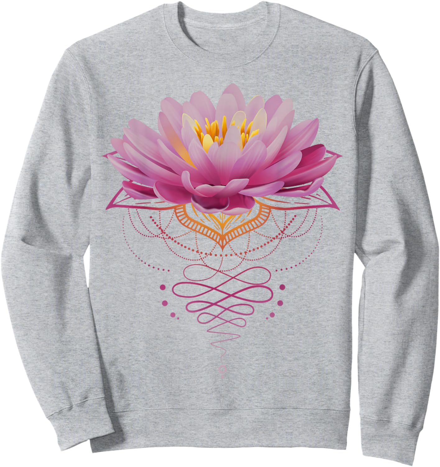 Spiritual Lotus Flower Unalome Zen Meditation Yoga Lovers Sweatshirt - Sweatshirt | Ash