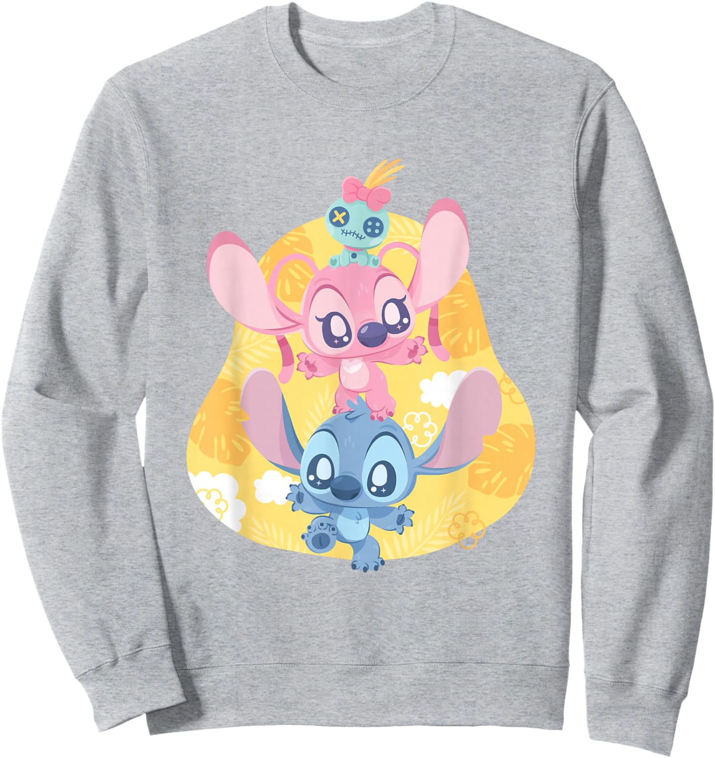 Disney Lilo & Stitch Cute Baby Stitch Angel Playing Logo Sweatshirt - Sweatshirt | Ash