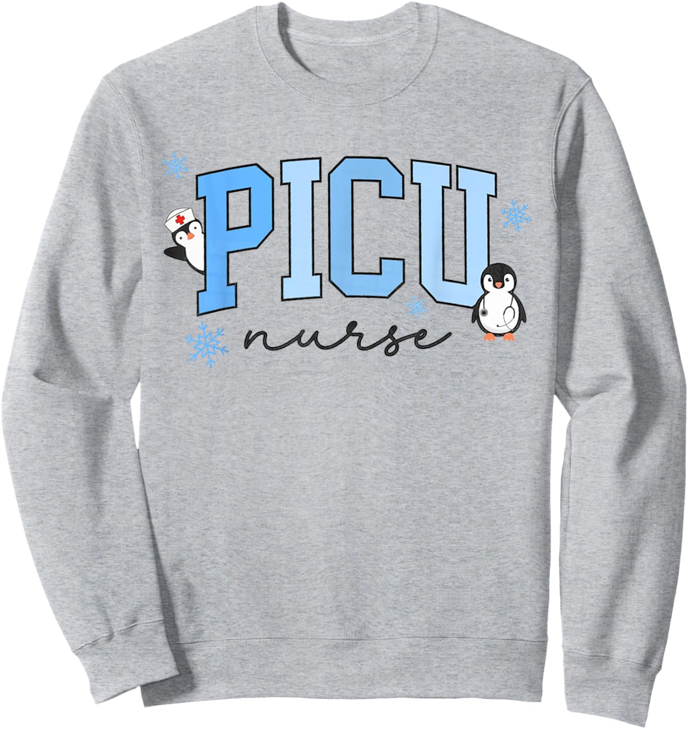 Merry PICU Nurse Christmas Pediatric ICU Nurse Holiday Sweatshirt - Sweatshirt | Ash