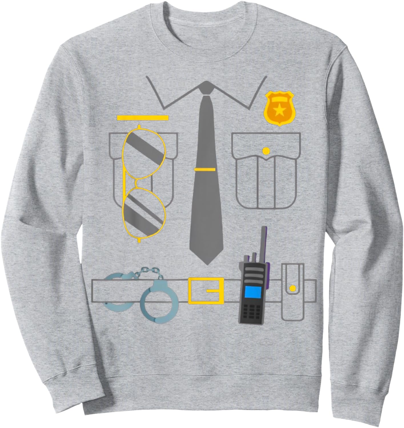 Police Costume Cop Uniform Officer Outfit Halloween Blue Sweatshirt - Sweatshirt | Ash