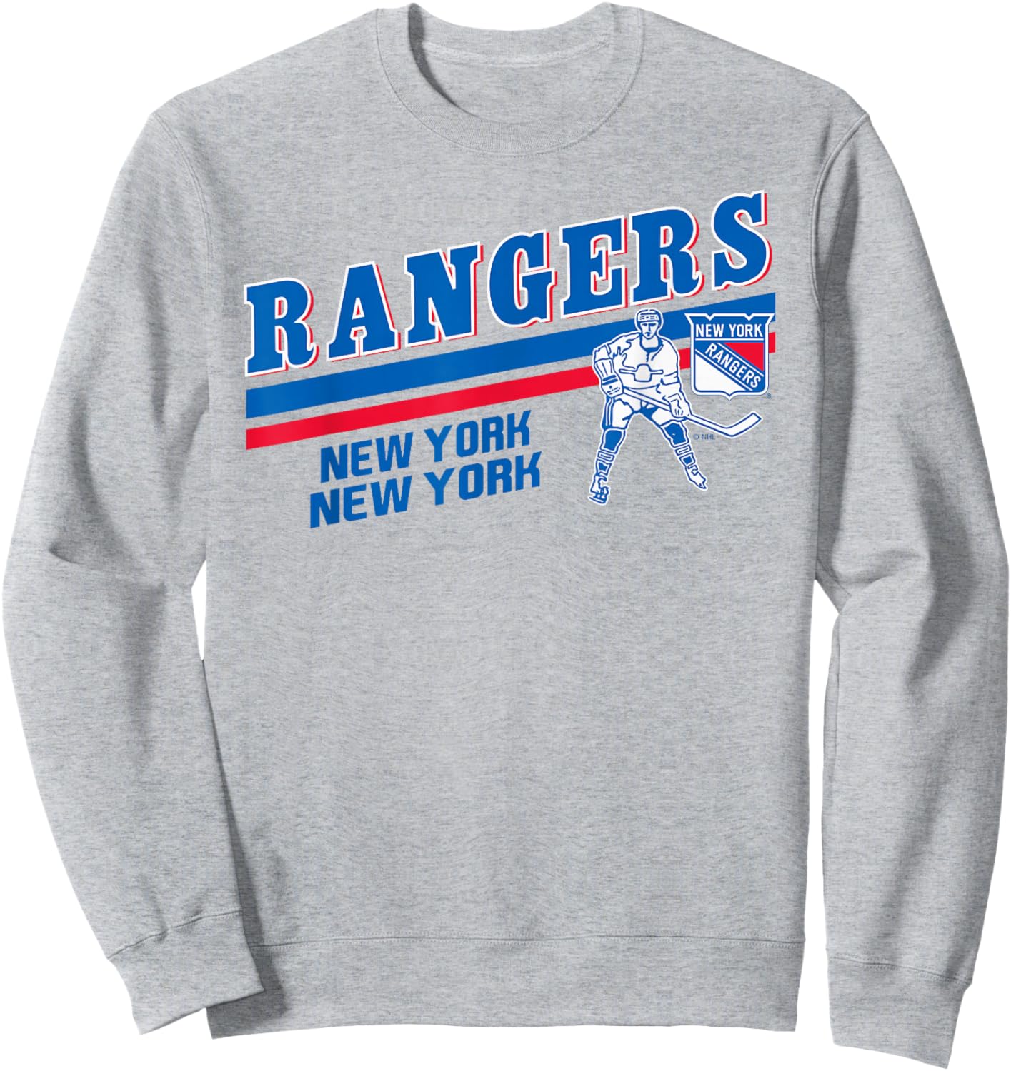 New York Rangers Officially Licensed Grey , Small, -Adults, NHL Fans, Short Sleeve, Modern, , Polyester Sweatshirt - Sweatshirt | Ash