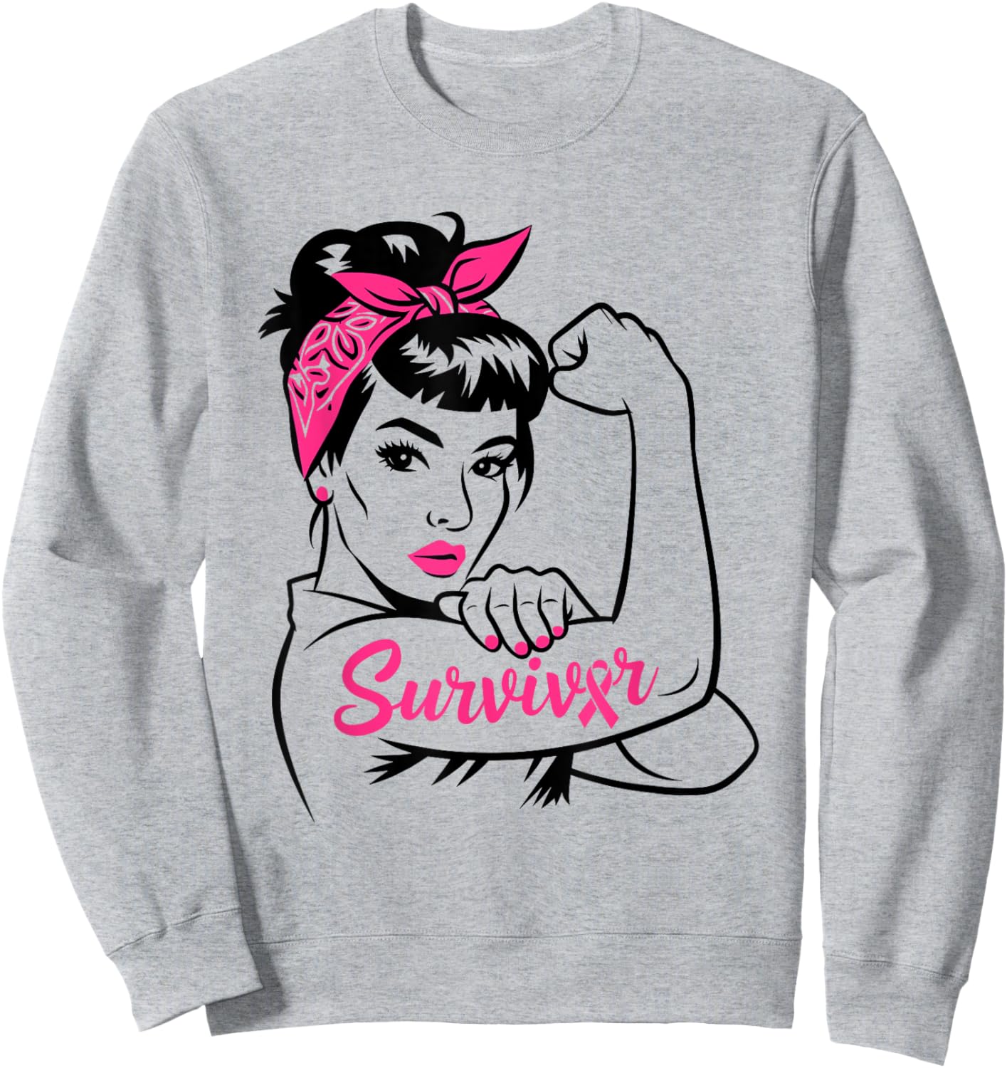 Breast Cancer Survivor Pink Awareness Sweatshirt - Sweatshirt | Ash