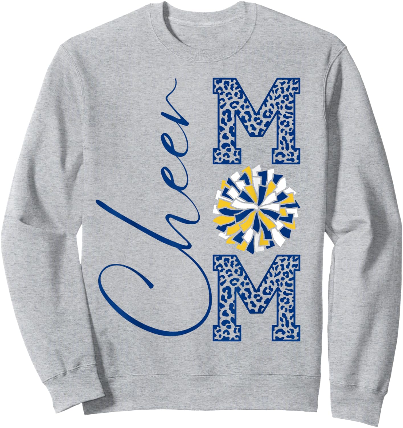 Cheer Mom | Blue, Gold, White | Leopard Print Sweatshirt - Sweatshirt | Ash