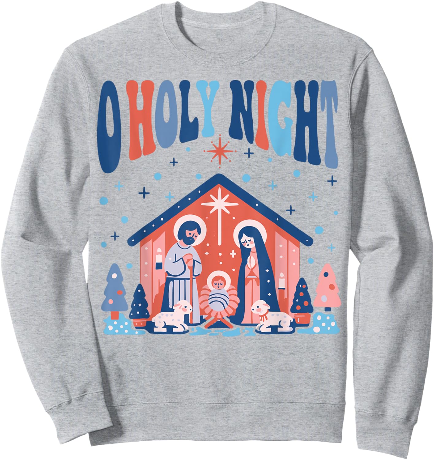 Oh Holy Night Silent Night Christmas Boho Christian Jesus Sweatshirt - Sweatshirt | Ash