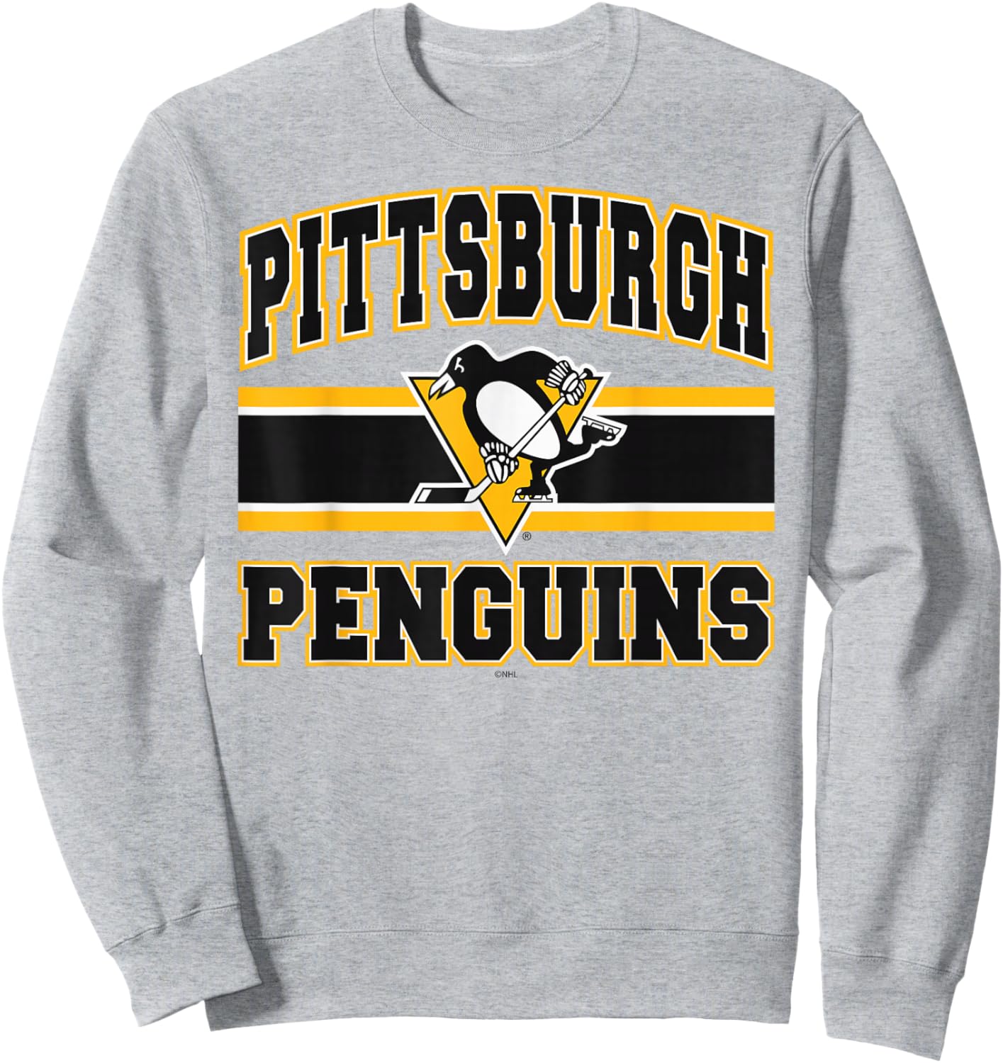 Pittsburgh Penguins Stripe Gray Officially Licensed Sweatshirt - Sweatshirt | Ash