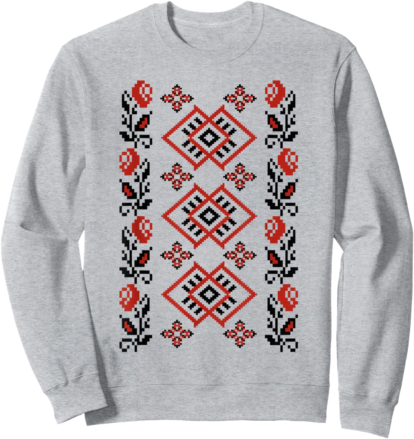 Noi Suntem Romani Traditional Romanian Folk Art Motifs Sweatshirt - Sweatshirt | Ash