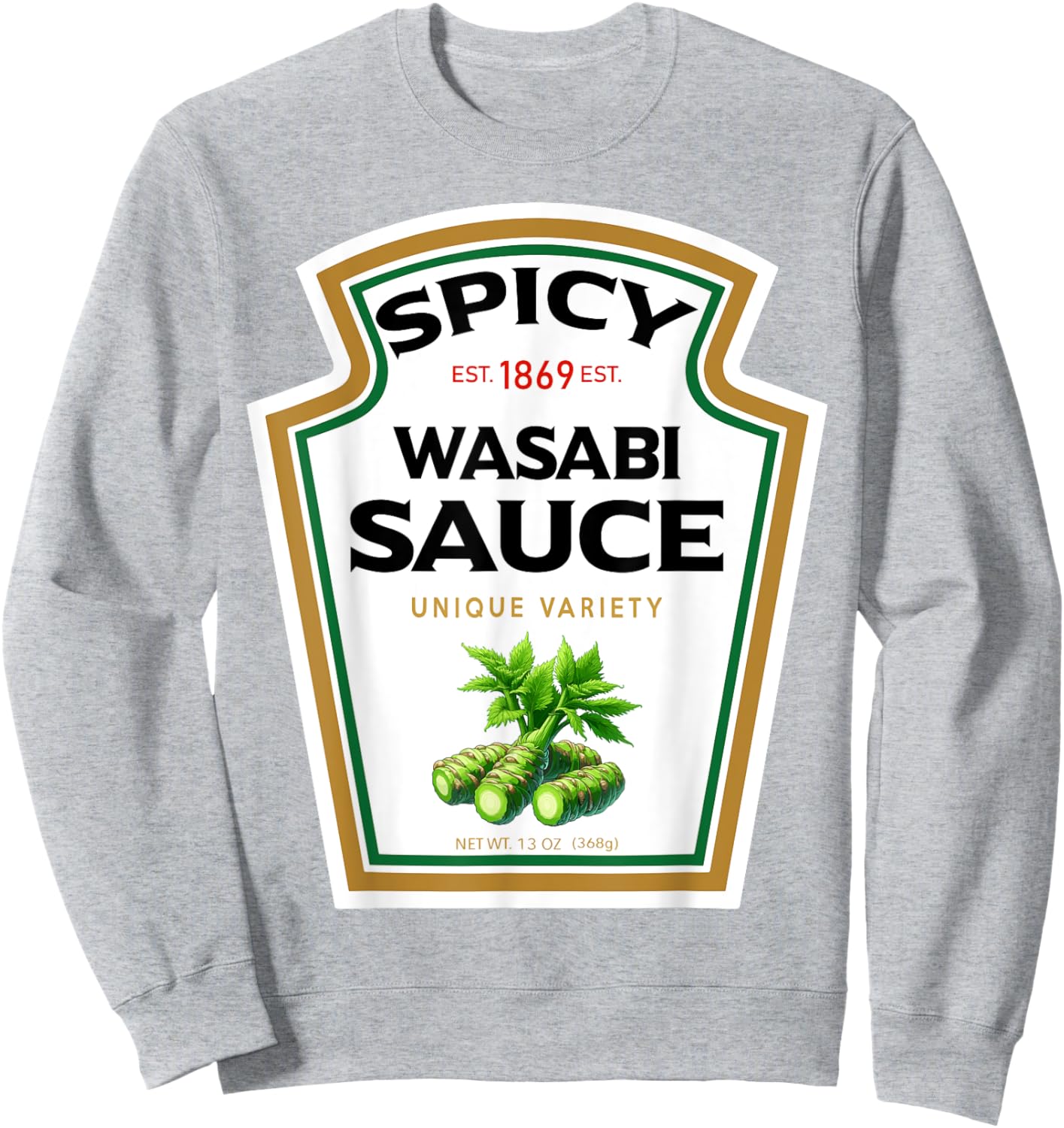 Spicy Wasabi Sauce Bottle Label Funny Halloween Costume Sweatshirt - Sweatshirt | Ash