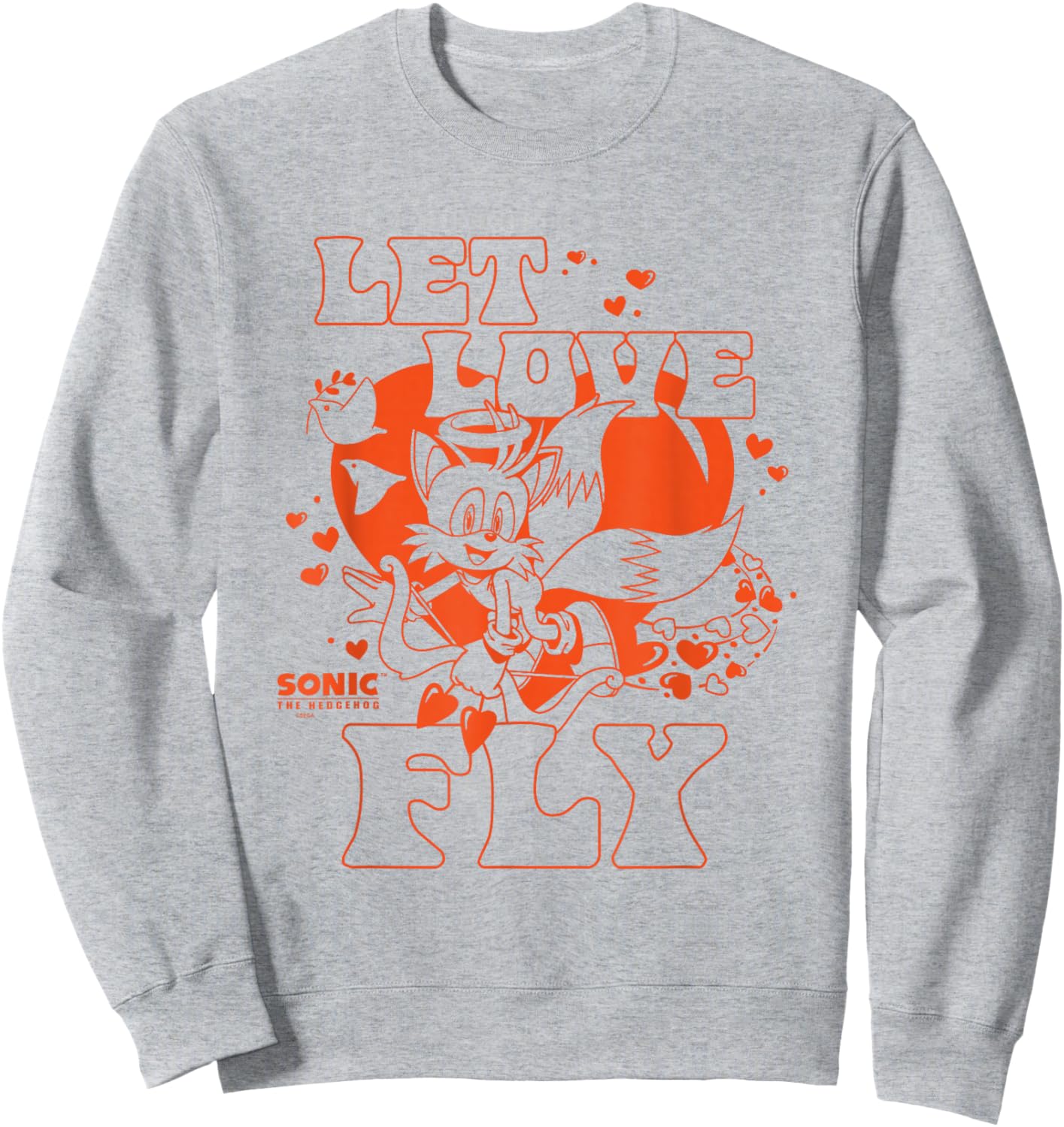 Sonic The Hedgehog Valentine's Day Let Love Fly Vintage Logo Sweatshirt - Sweatshirt | Ash