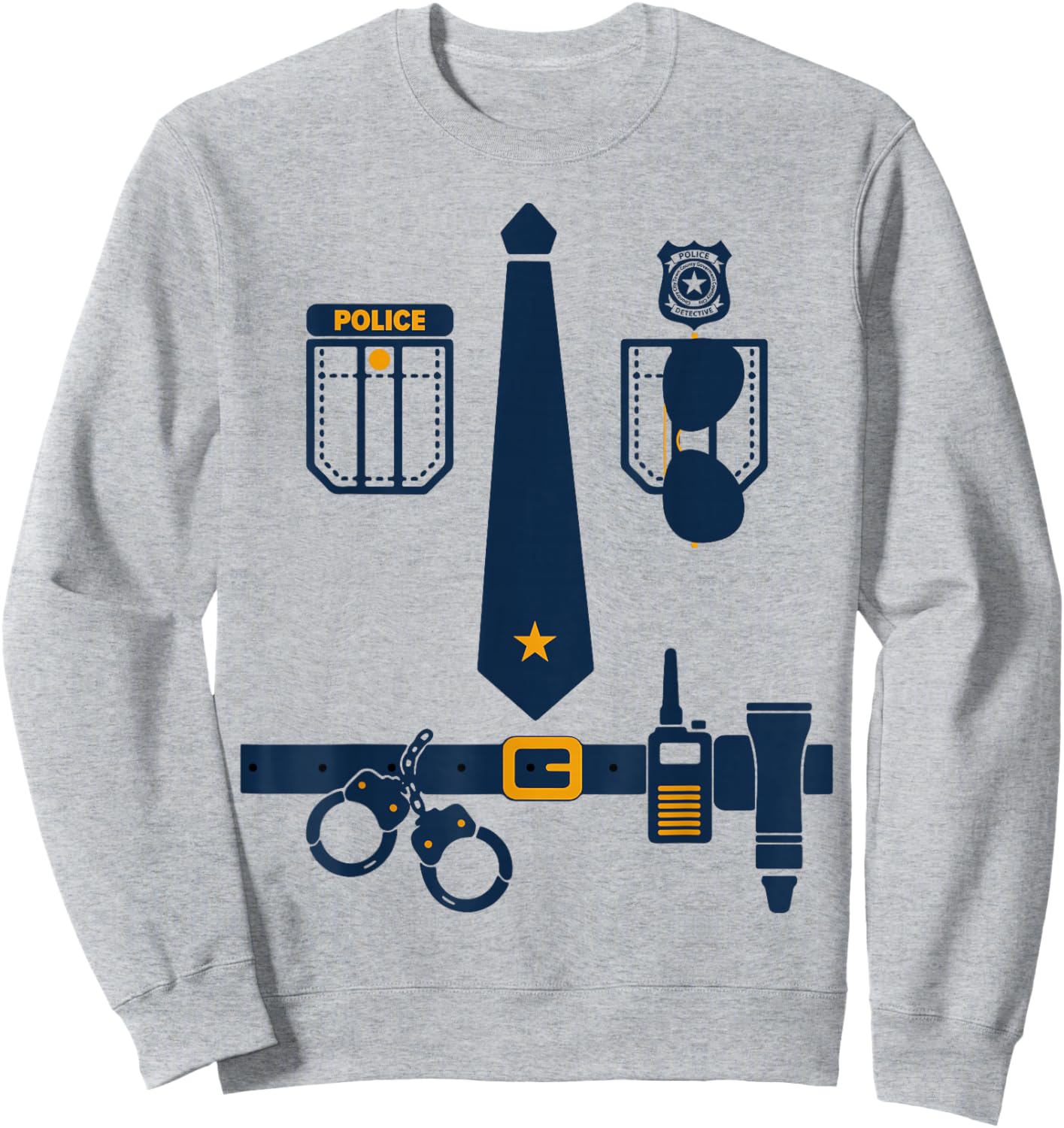 Police Costume Cop Uniform Officer Halloween Women Men Boys Sweatshirt - Sweatshirt | Ash