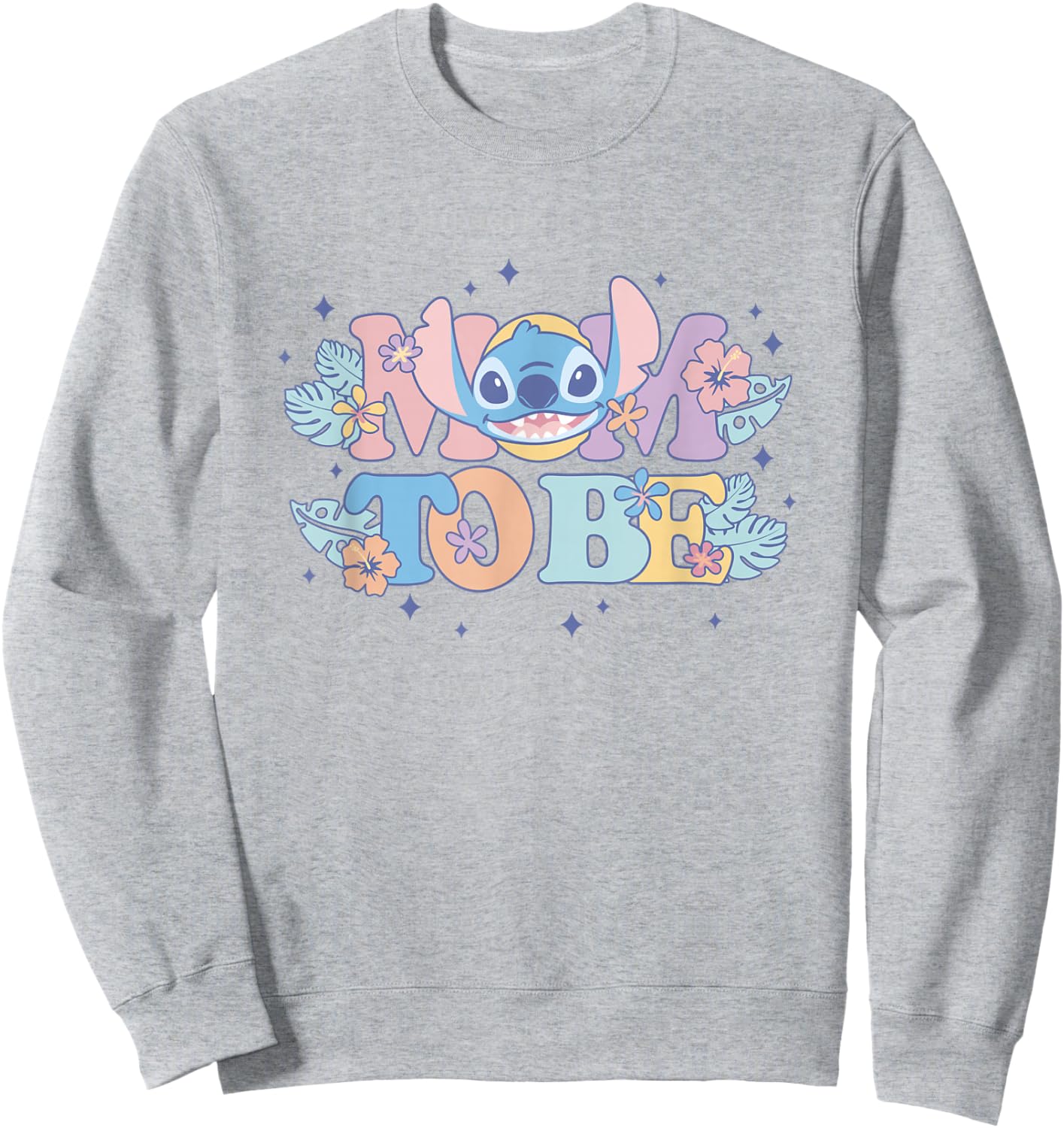 Disney Lilo & Stitch Mom to Be Cute Stitch Colorful Floral Sweatshirt - Sweatshirt | Ash