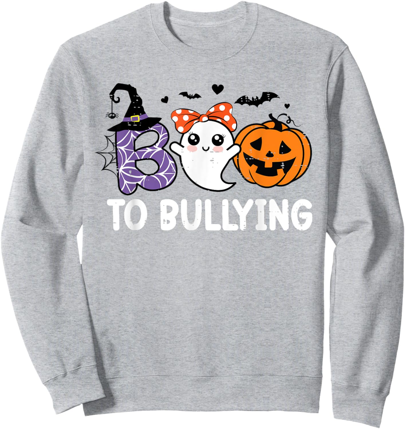 Boo To Bullying Ghost Pumpkin Anti Bullying Unity Day Orange Sweatshirt - Sweatshirt | Ash