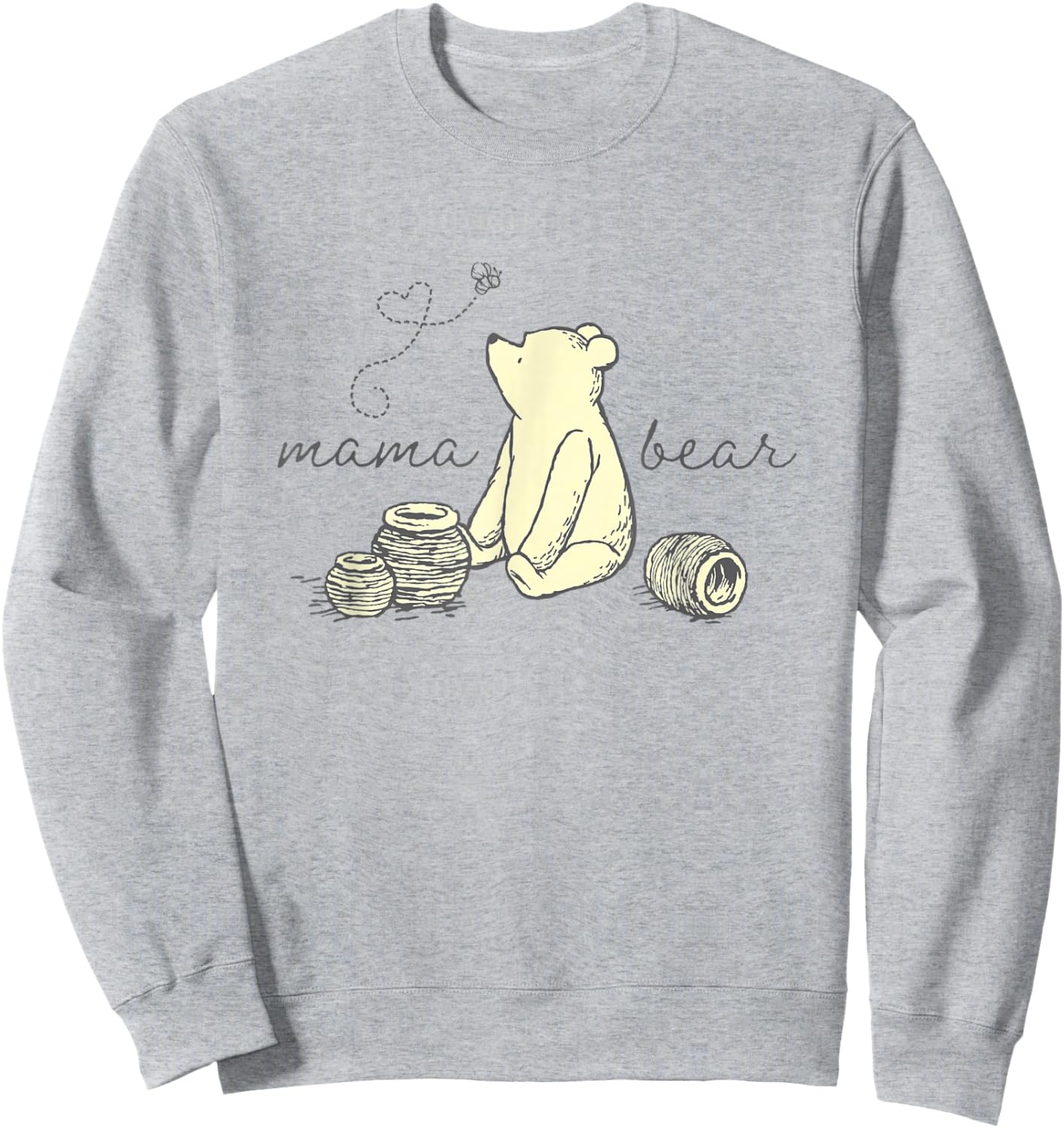 Disney Winnie the Pooh Mama Bear Cute Pooh Big Chest Logo Sweatshirt - Sweatshirt | Ash