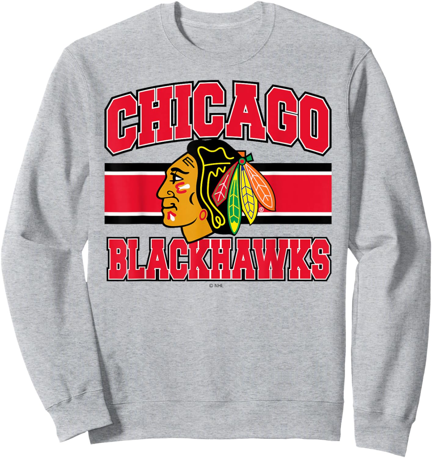 Chicago Blackhawks Stripe Gray Officially Licensed Sweatshirt - Sweatshirt | Ash