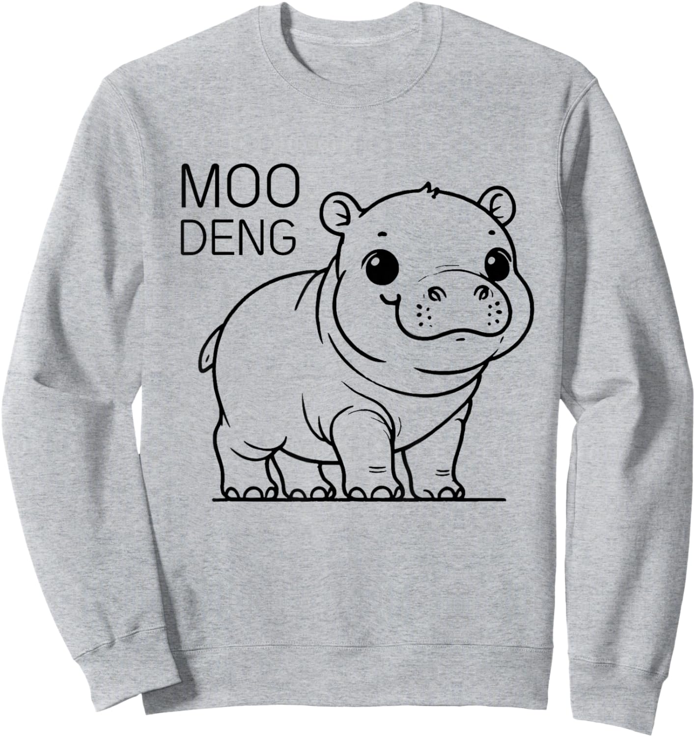 Moo-Deng Famous Baby Pygmy Hippo Minimalist Animal Art Sweatshirt - Sweatshirt | Ash