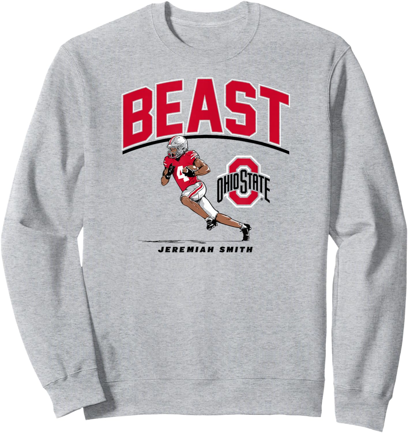 Jeremiah Smith - Beast (Gray) - Ohio State Football Sweatshirt - Sweatshirt | Ash