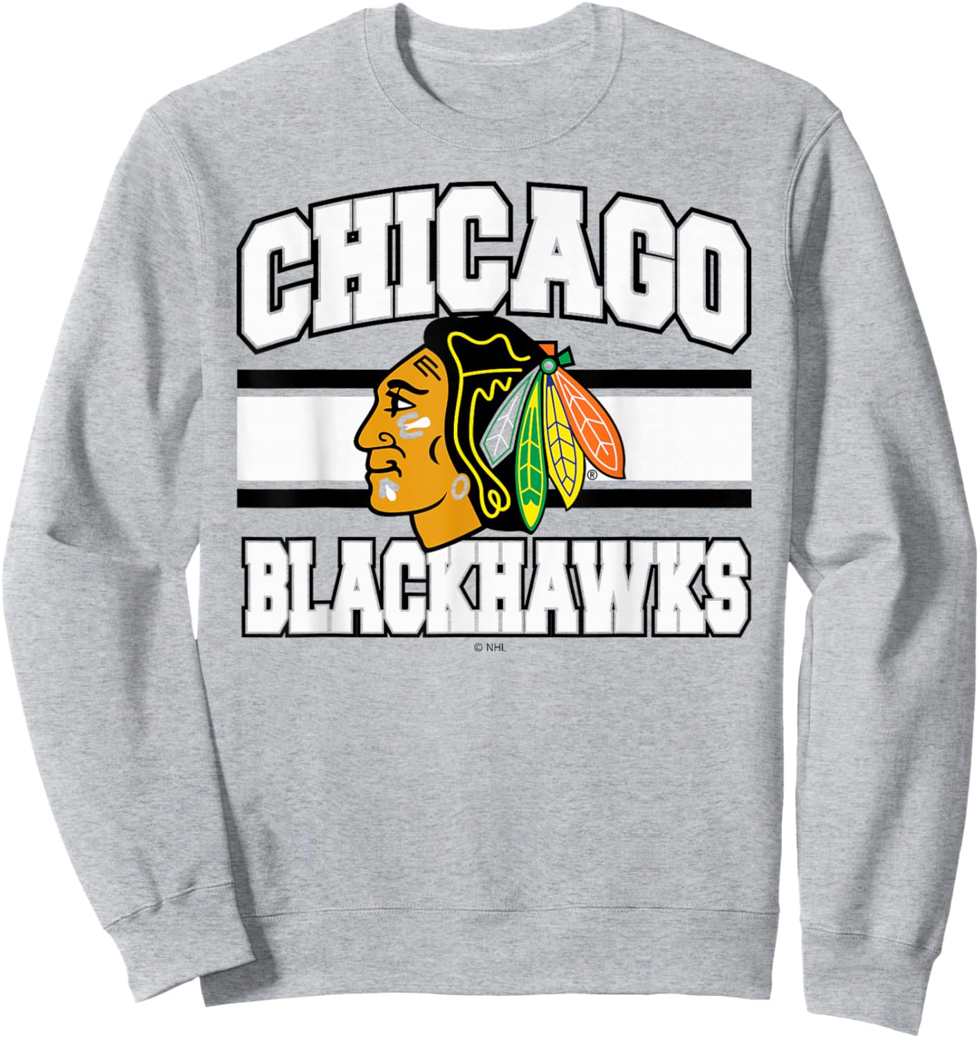 Chicago Blackhawks Stripe Red Officially Licensed Sweatshirt - Sweatshirt | Ash