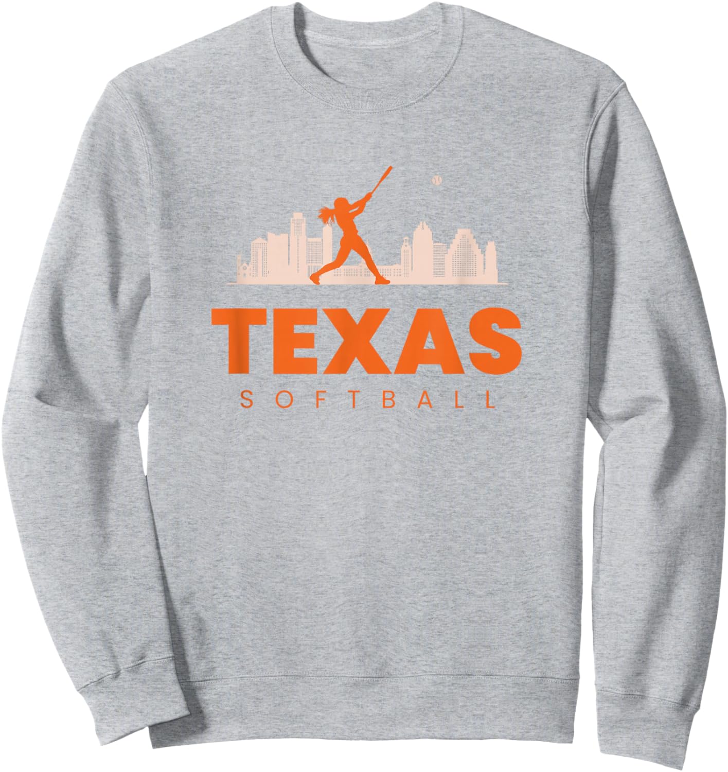 Texas Softball Vintage Minimalist City Retro Softball Lover Sweatshirt - Sweatshirt | Ash