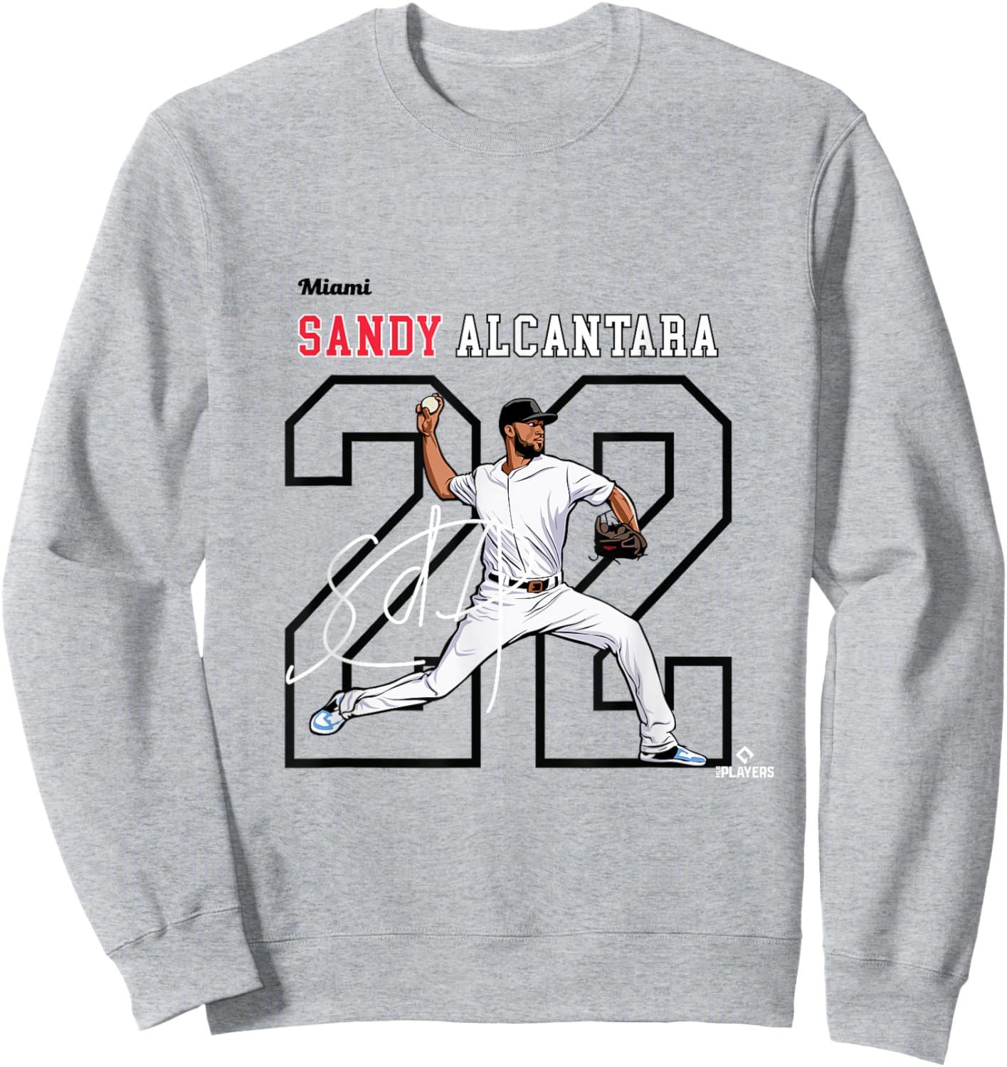 Sandy Alcantara | Miami Baseball Players | MLBSAL3005 Sweatshirt - Sweatshirt | Ash