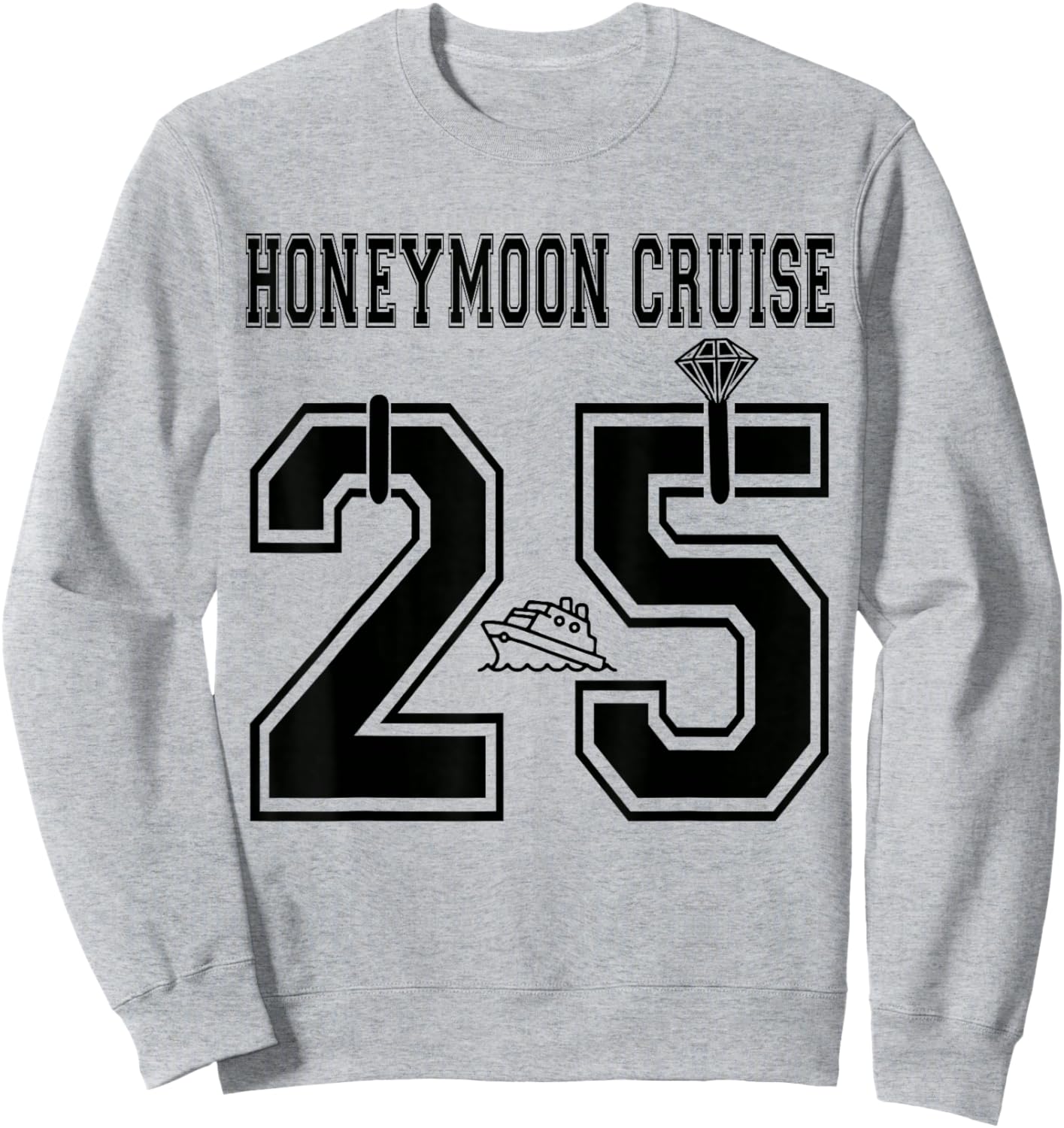 2025 Just Married Honeymoon Cruise Newlyweds Wife Husband Sweatshirt - Sweatshirt | Ash