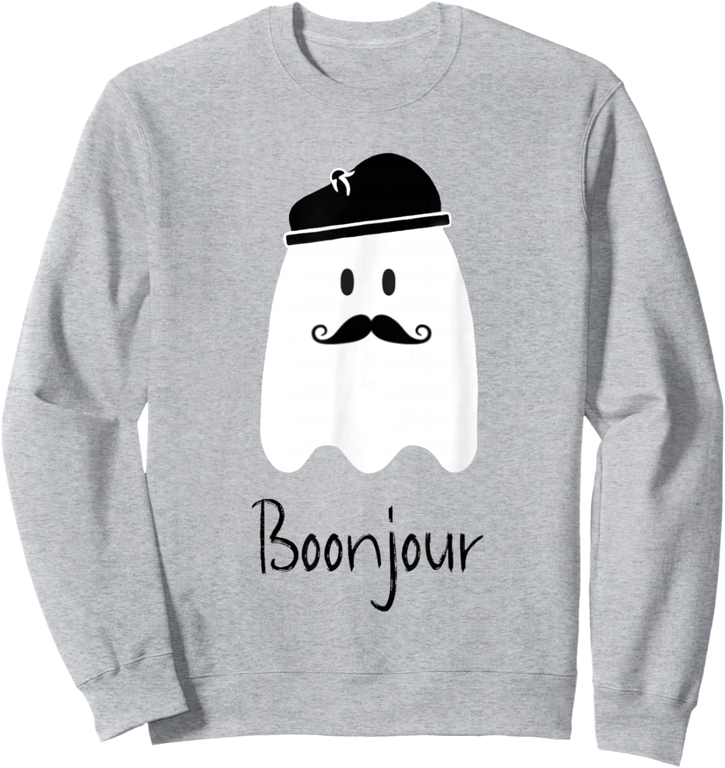 Funny French Teacher Halloween Bonjour Ghost Sweatshirt - Sweatshirt | Ash
