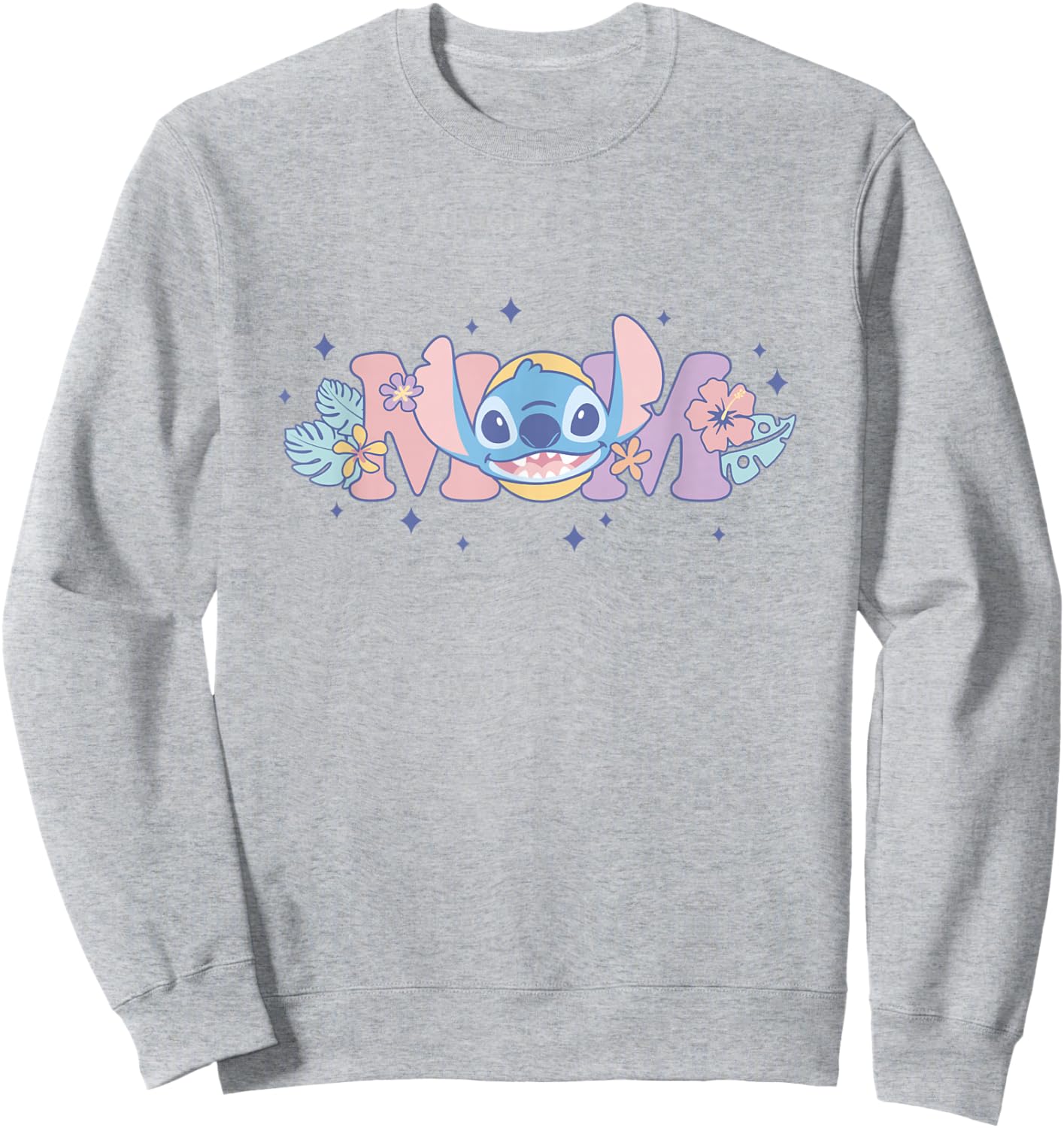 Disney Lilo & Stitch Mom Cute Stitch Floral Pastel Colors Sweatshirt - Sweatshirt | Ash