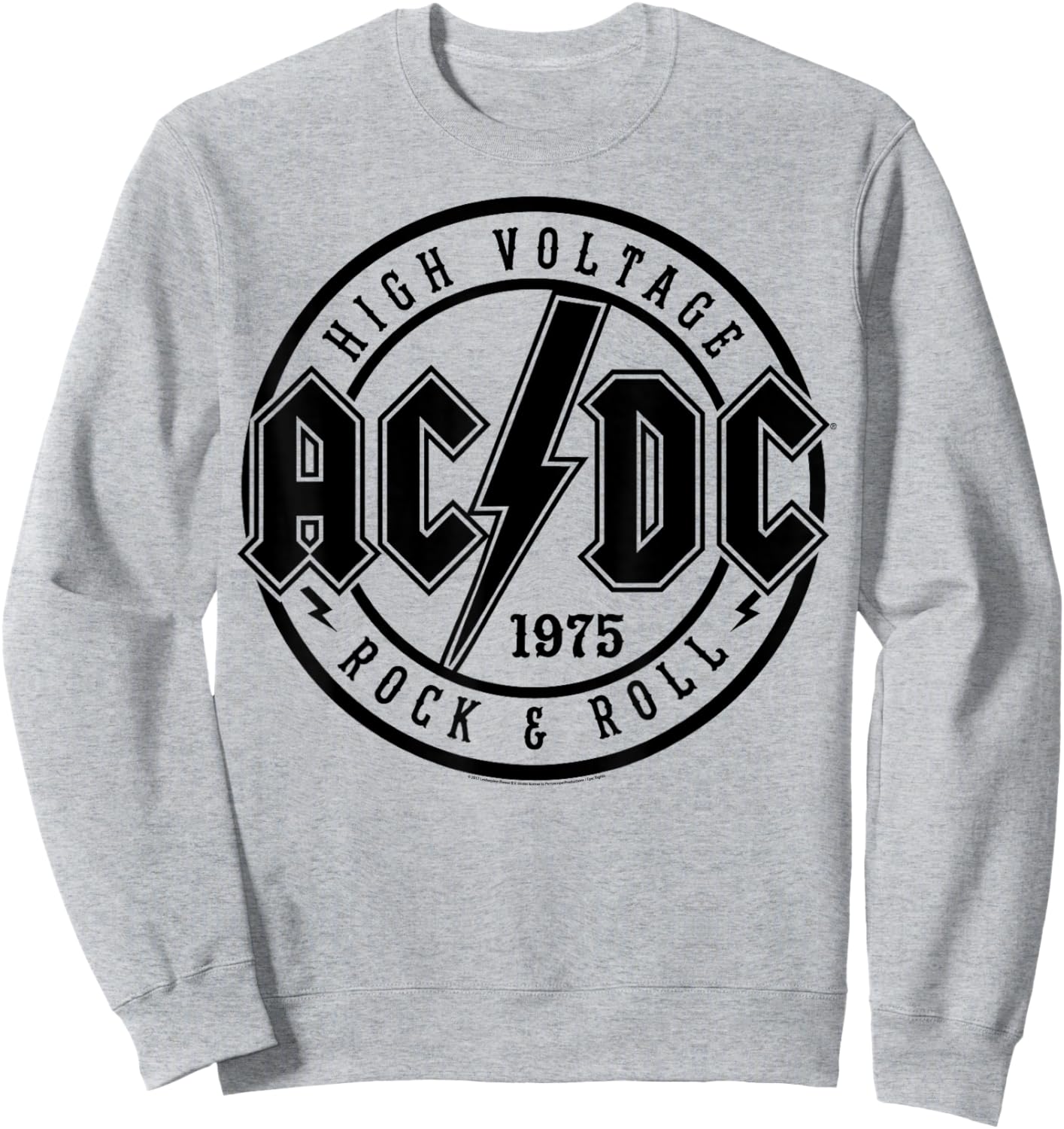 AC/DC Classic White Cotton - Rock & Roll, Adult, Short Sleeve Sweatshirt - Sweatshirt | Ash