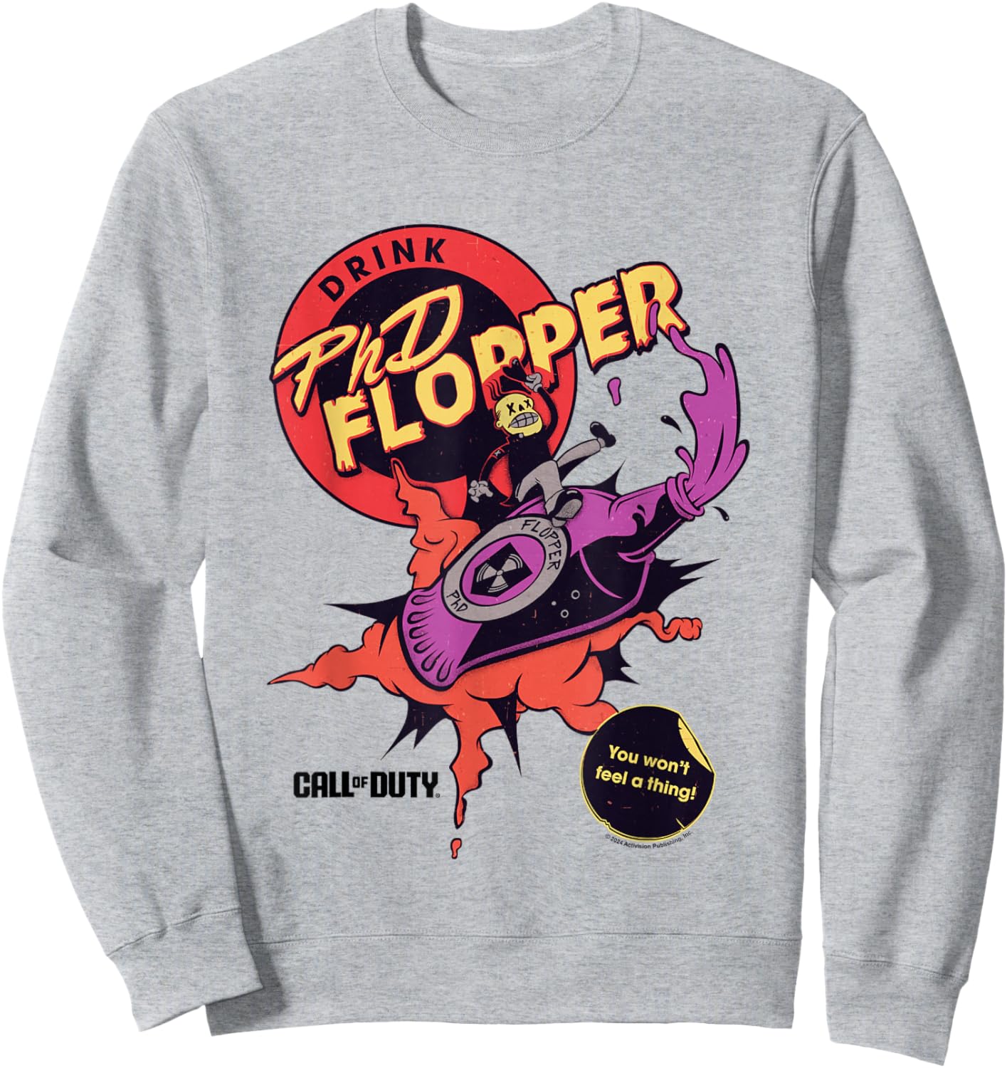 Call Of Duty Drink PhD Flopper You Won't Feel A Thing! Logo Sweatshirt - Sweatshirt | Ash