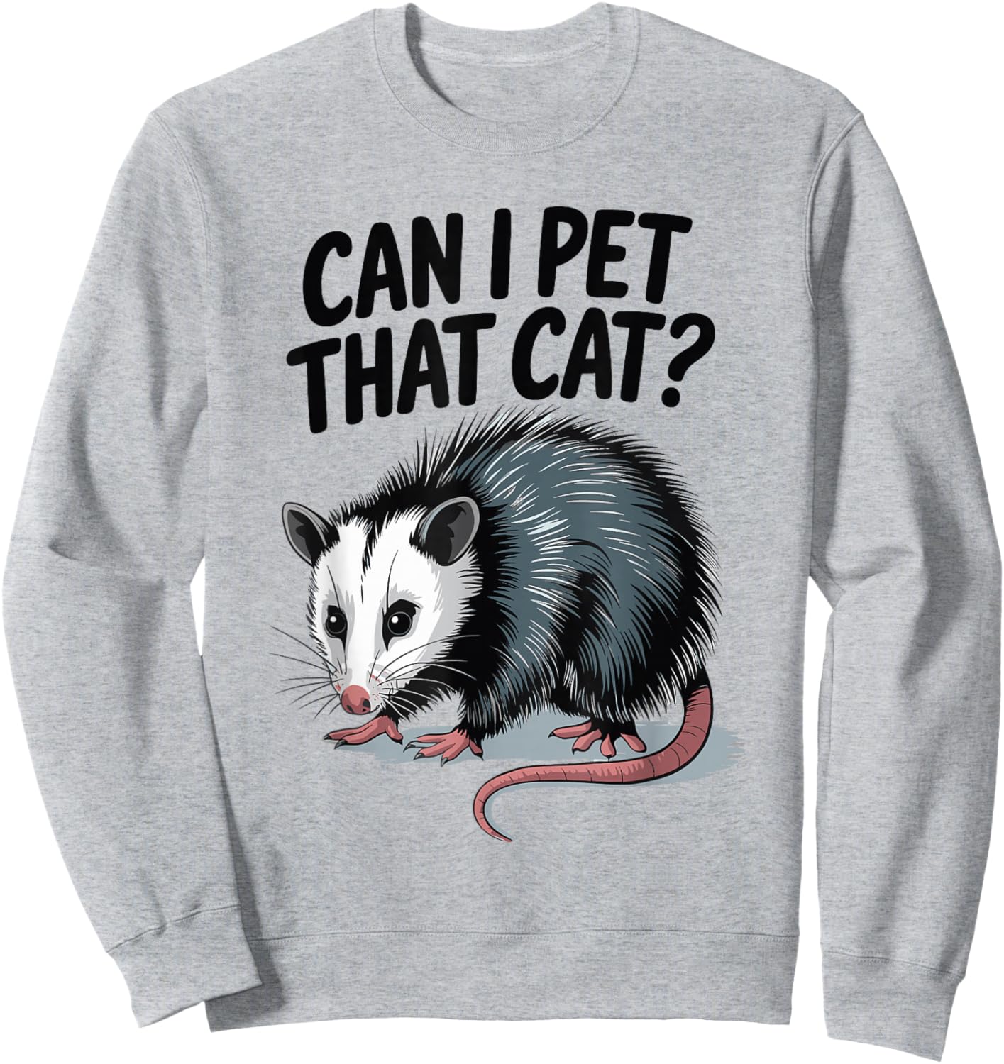 Can I Pet That Cat Opossum Sweatshirt - Sweatshirt | Ash