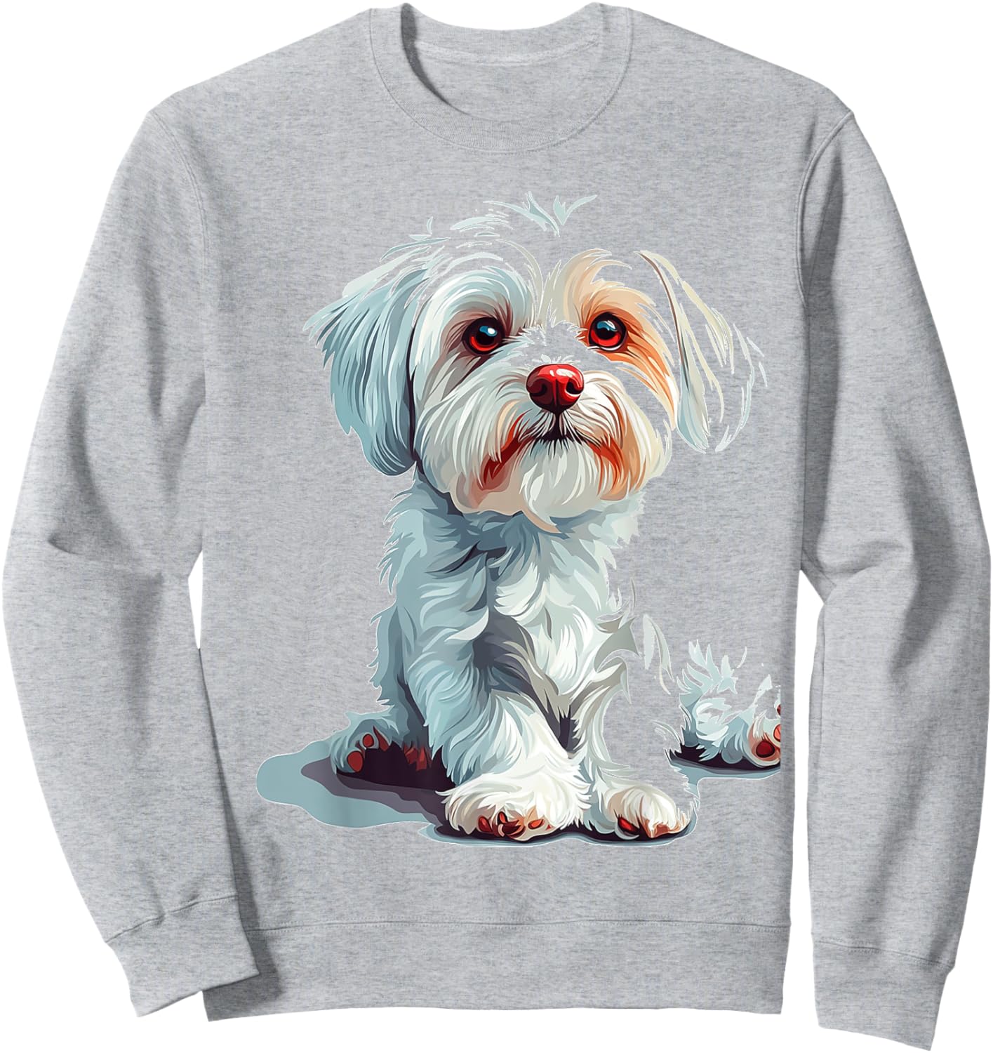 Maltese Dog Motif Pet Art Maltese Sweatshirt - Sweatshirt | Ash