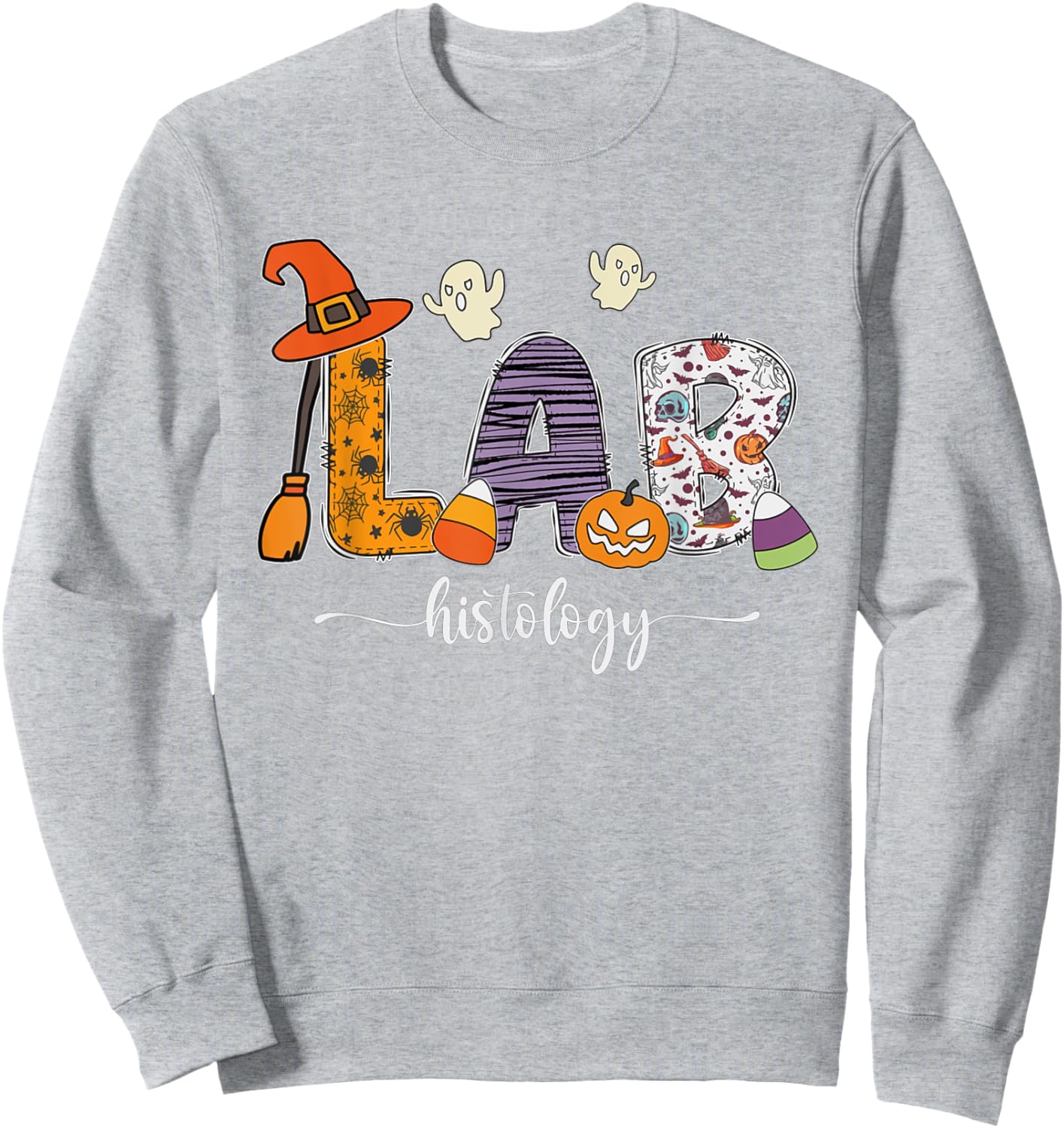 Lab Histology Halloween Phlebotomist Medical Lab Science Sweatshirt - Sweatshirt | Ash