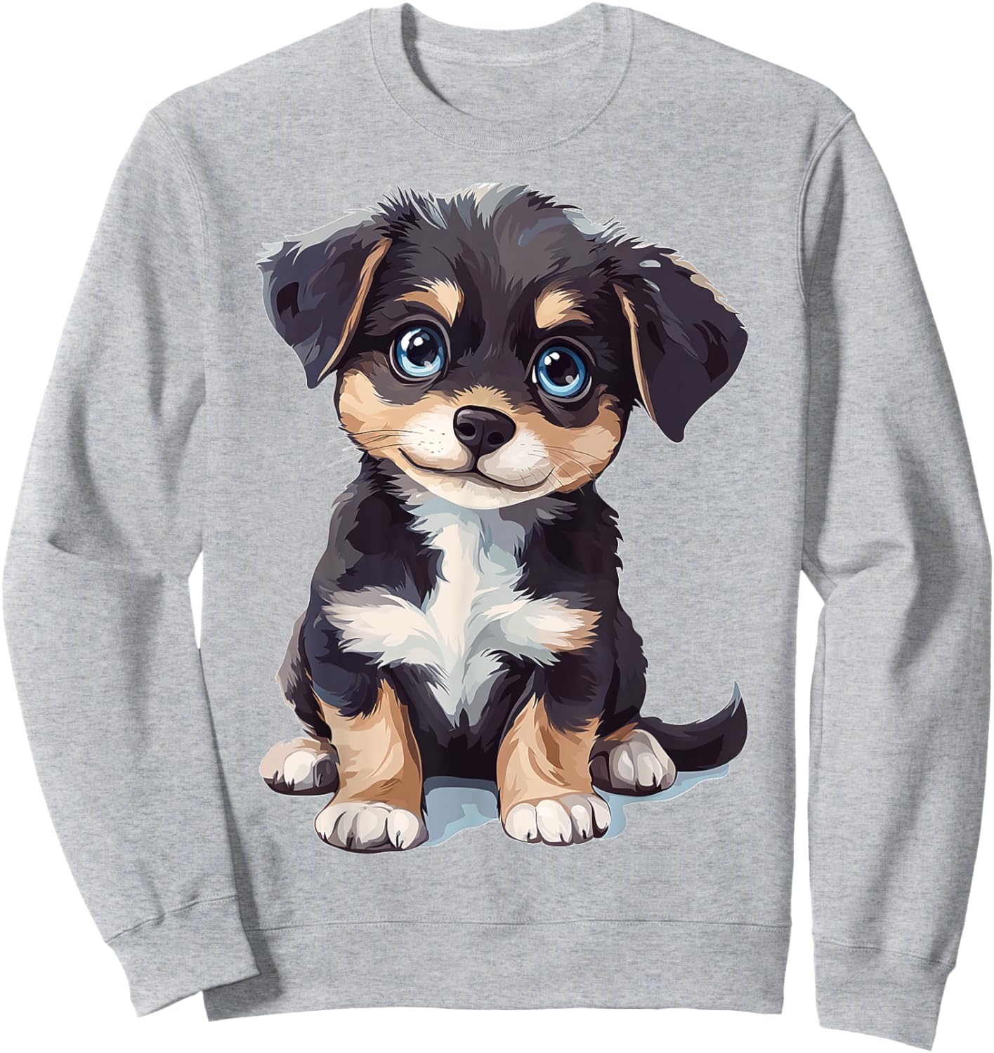 Puppy Dog Graphic Pet Art Blue Eyes Puppy Sweatshirt - Sweatshirt | Ash