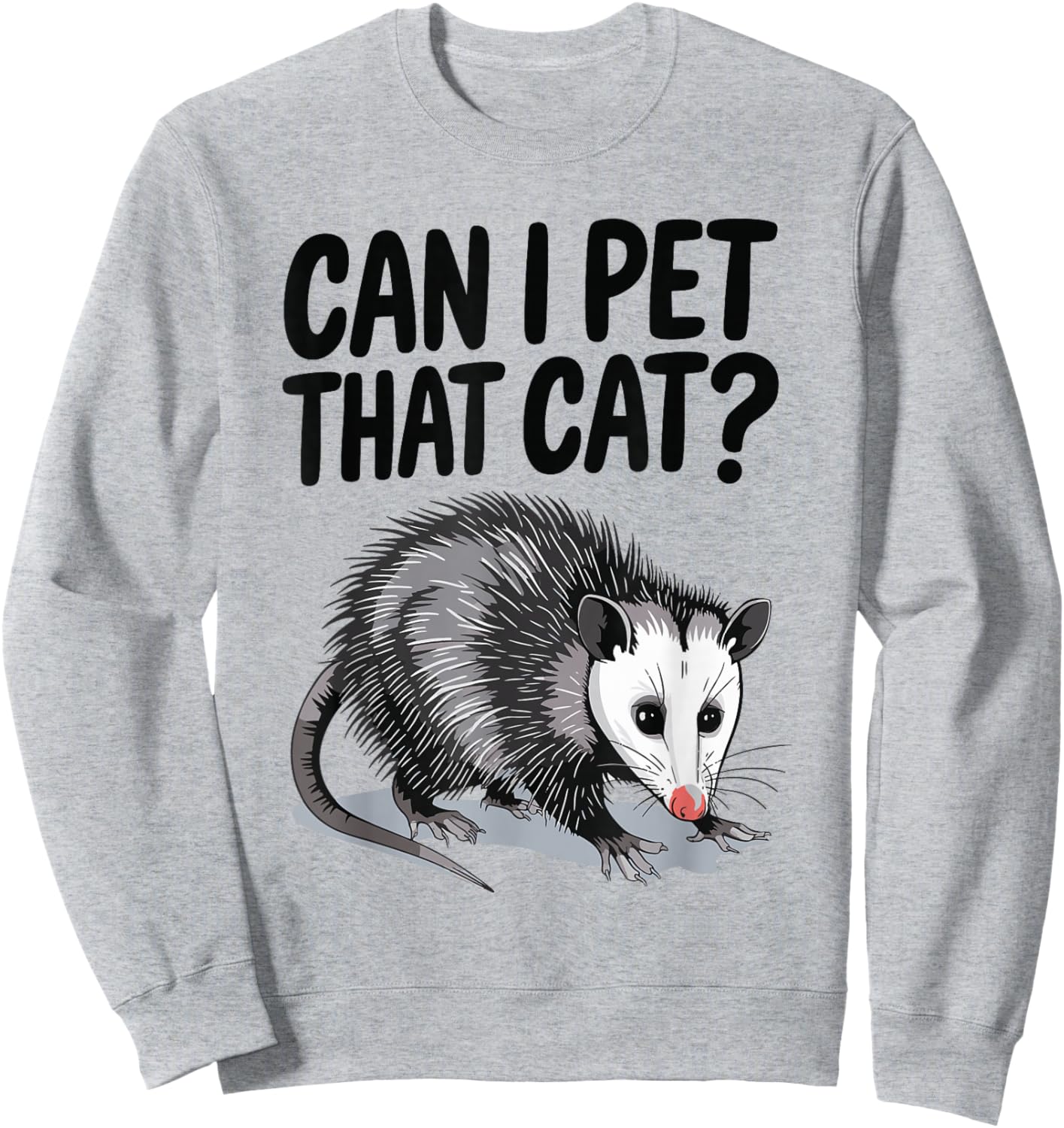 Can I Pet That Cat Opossum Sweatshirt - Sweatshirt | Ash
