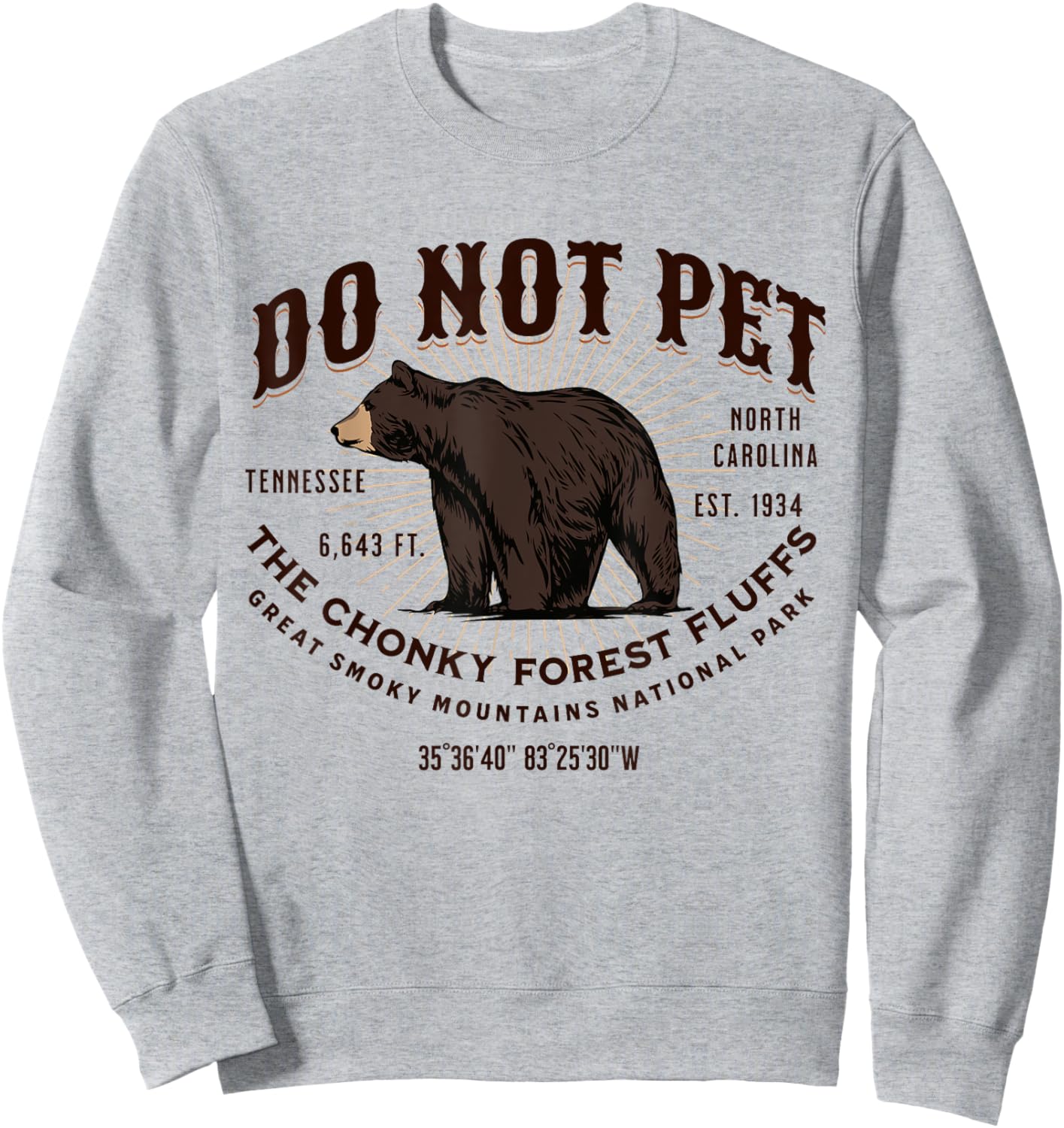 Great Smoky Mountains National Park Black Bear Funny Sweatshirt - Sweatshirt | Ash