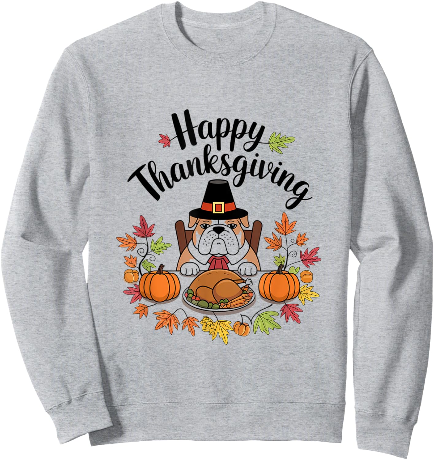 Lovers Cute Pug Turkey Dish Happy Funny Thanksgiving Gift Sweatshirt - Sweatshirt | Ash