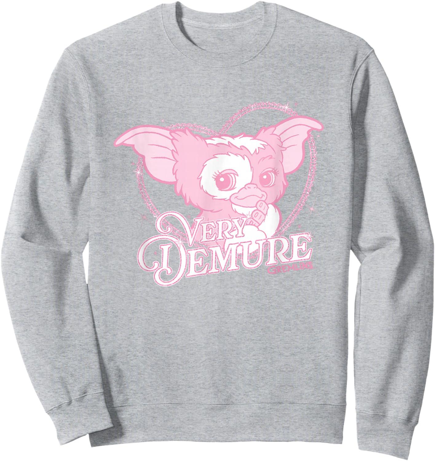 Gremlins Very Demure Cute Retro Heart Shape Big Chest Logo Sweatshirt - Sweatshirt | Ash