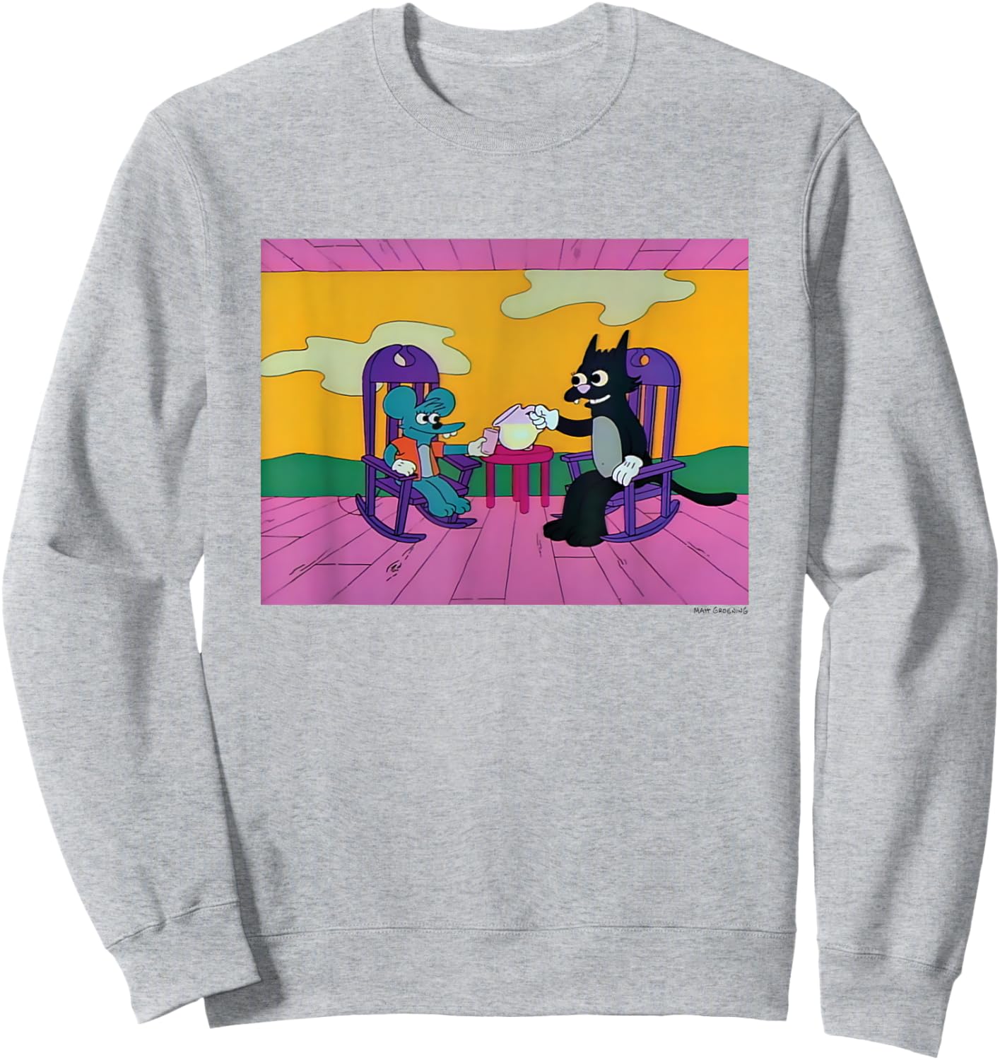 The Simpsons Iconic Itchy And Scratchy Lemonade Time Logo Sweatshirt - Sweatshirt | Ash
